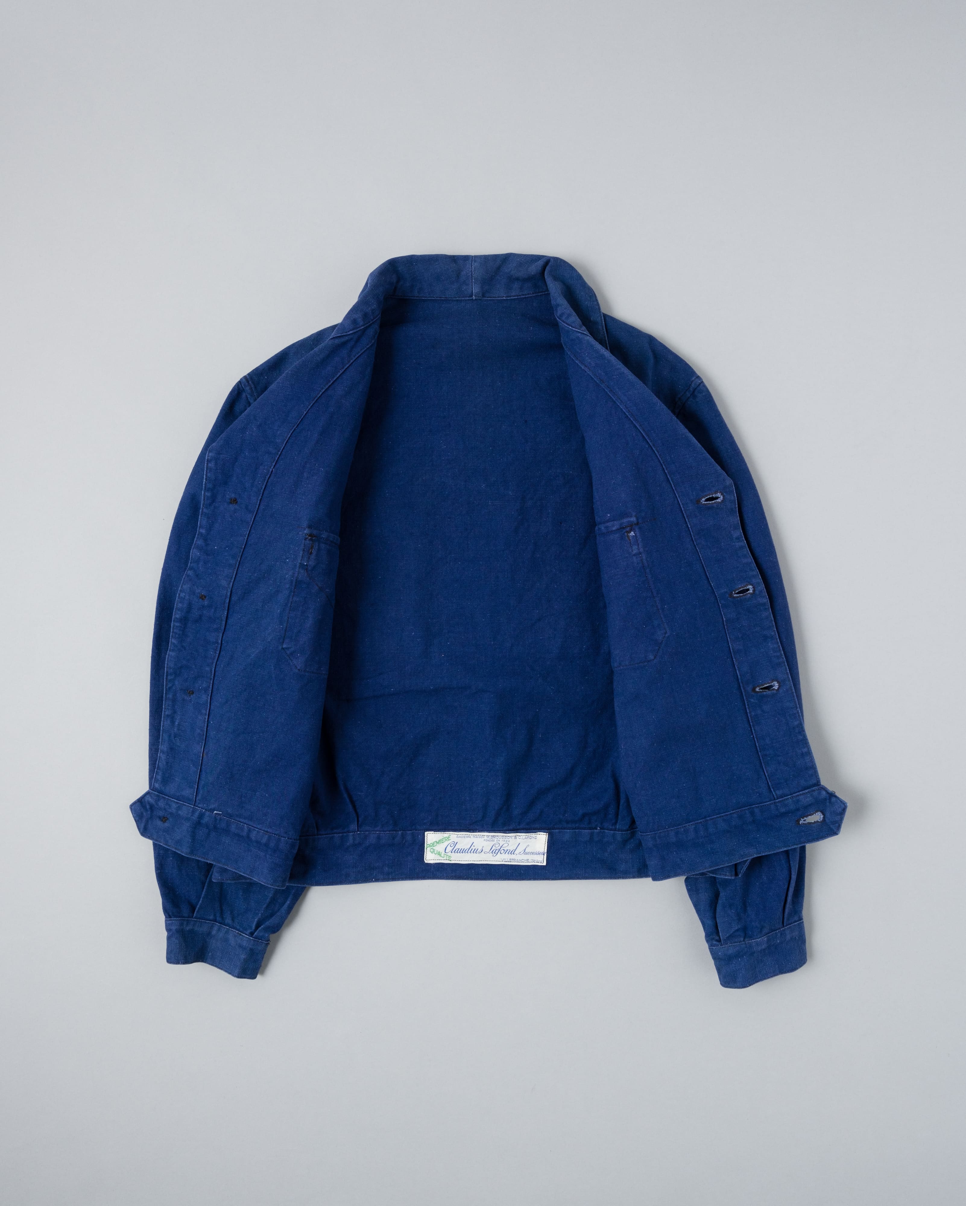 【~40's】French Vintage Deep Blue Cotton Twill Cyclist Jacket