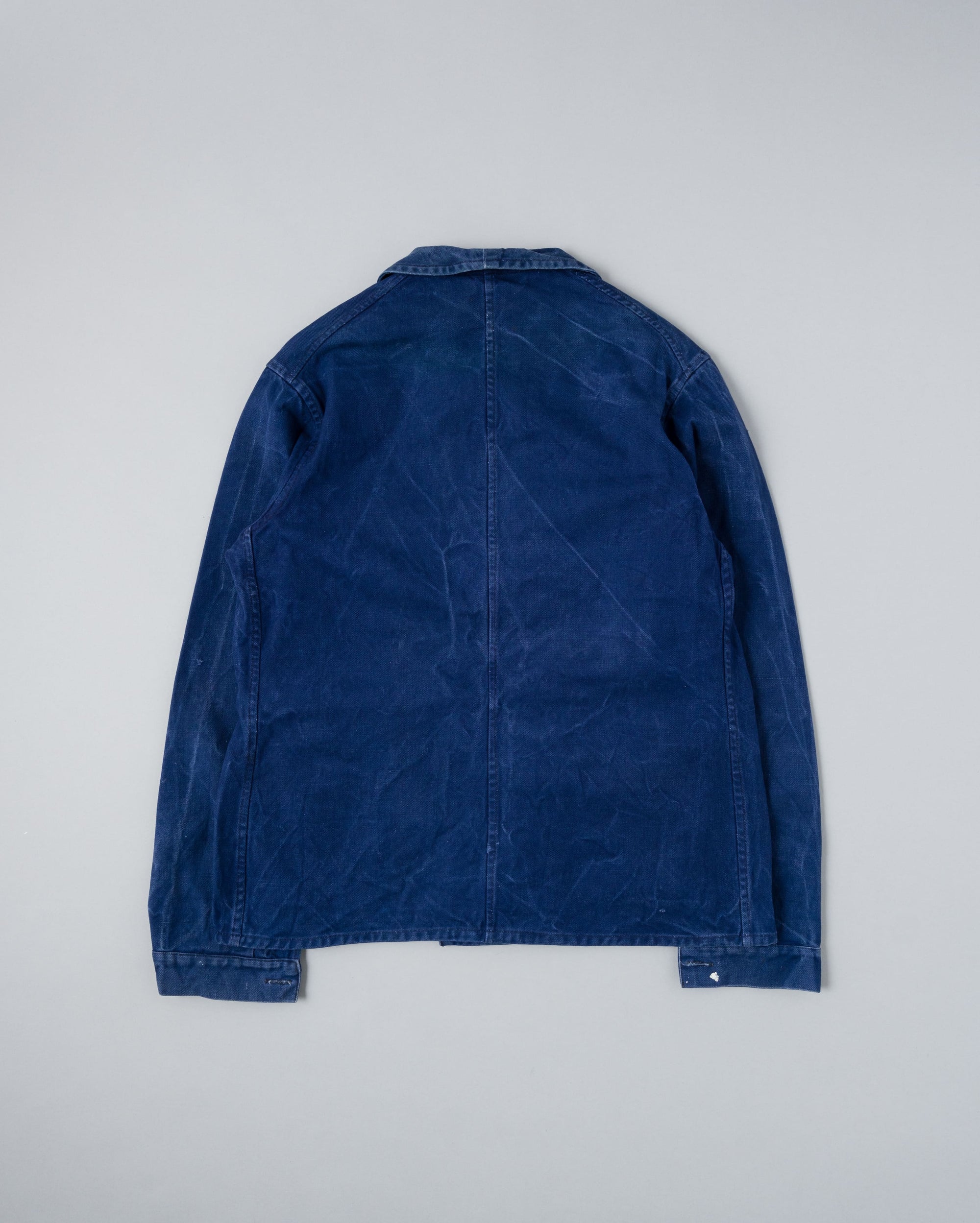 ［~50's］French Vintage Deep Blue Cotton Twill Double Breasted Work Jacket