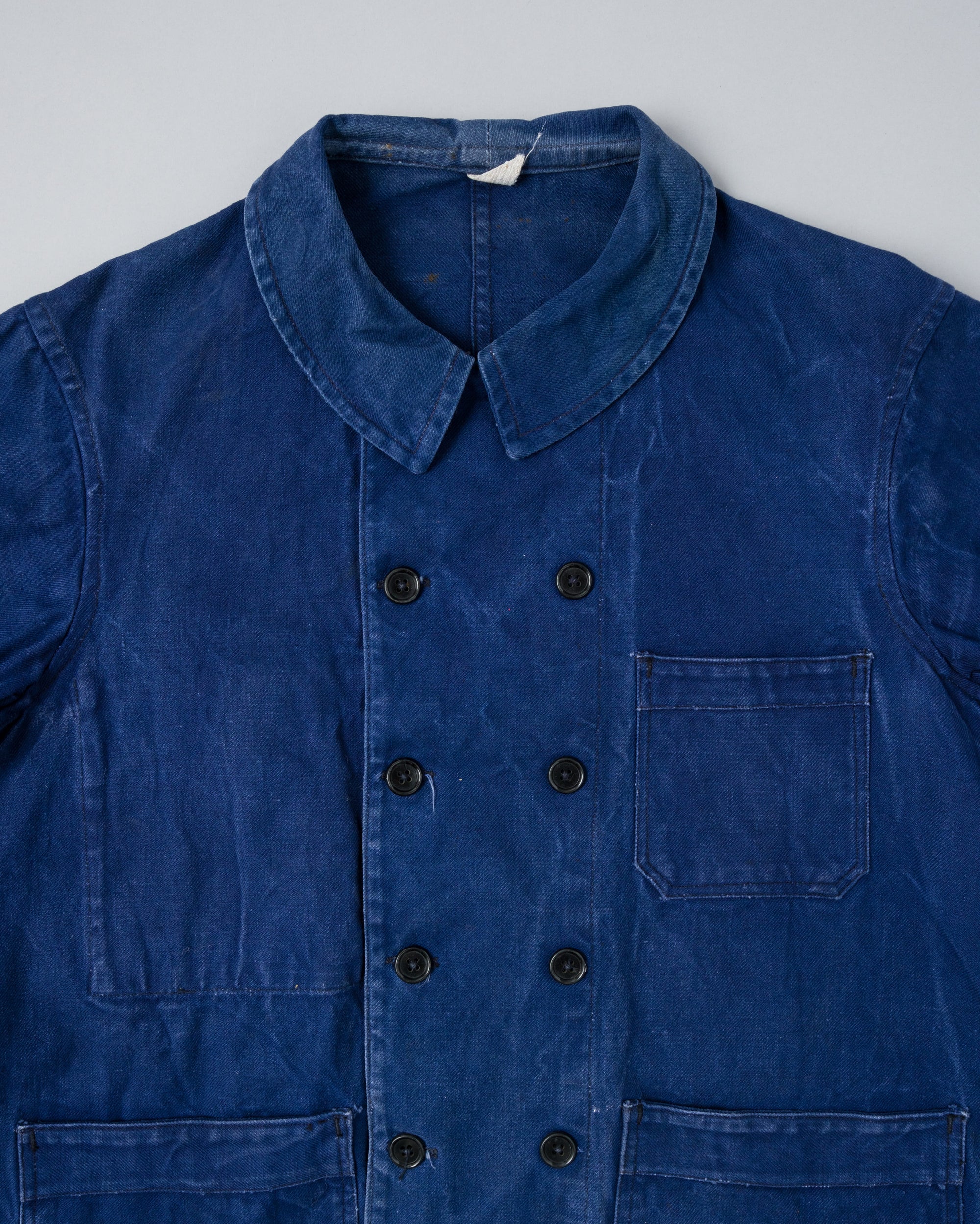 ［~50's］French Vintage Deep Blue Cotton Twill Double Breasted Work Jacket
