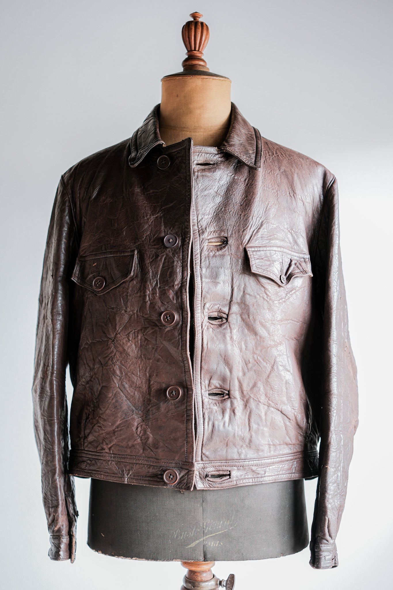 [~ 40's] WWⅱ French CJF Leather Cyclist Jacket