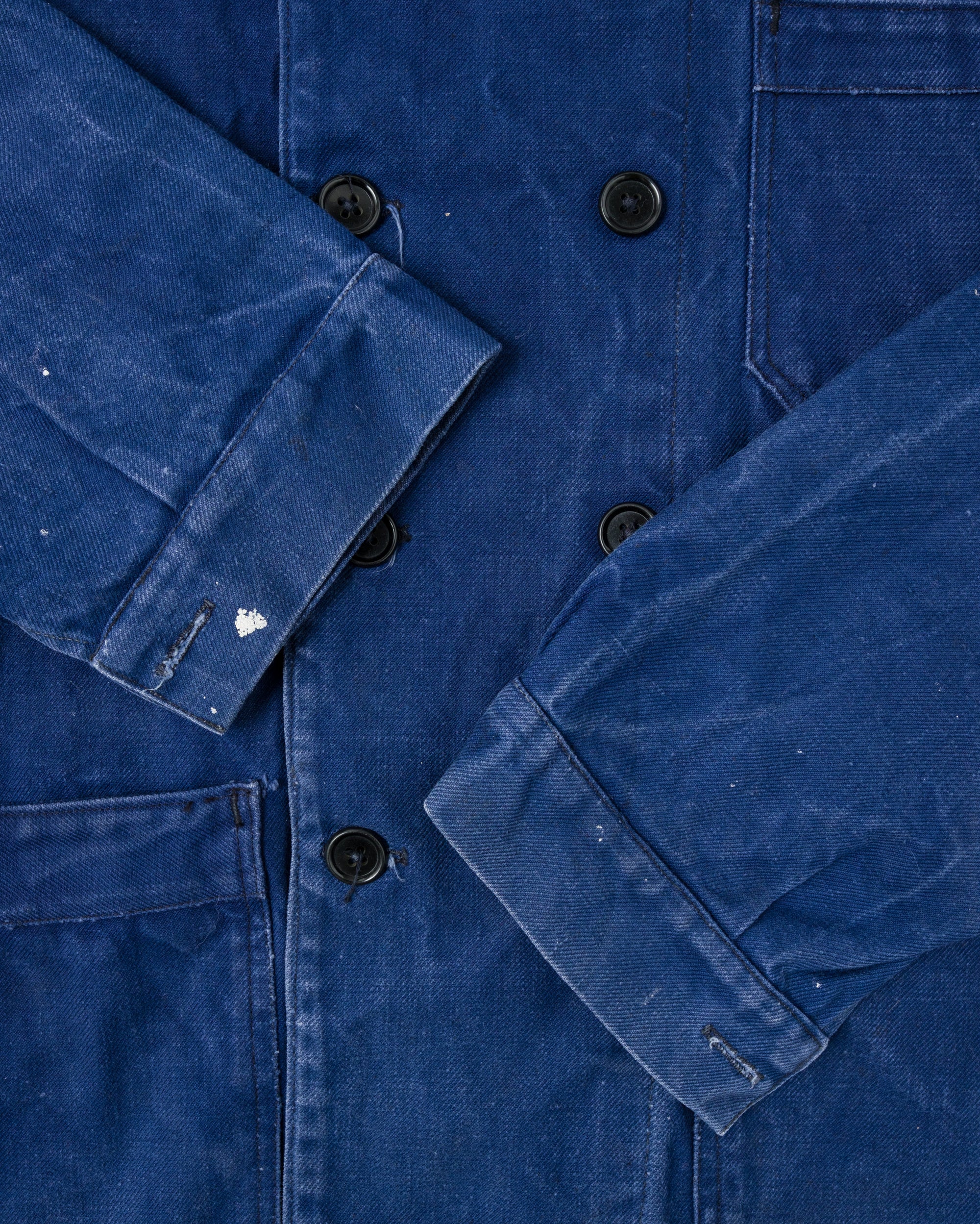 ［~50's］French Vintage Deep Blue Cotton Twill Double Breasted Work Jacket