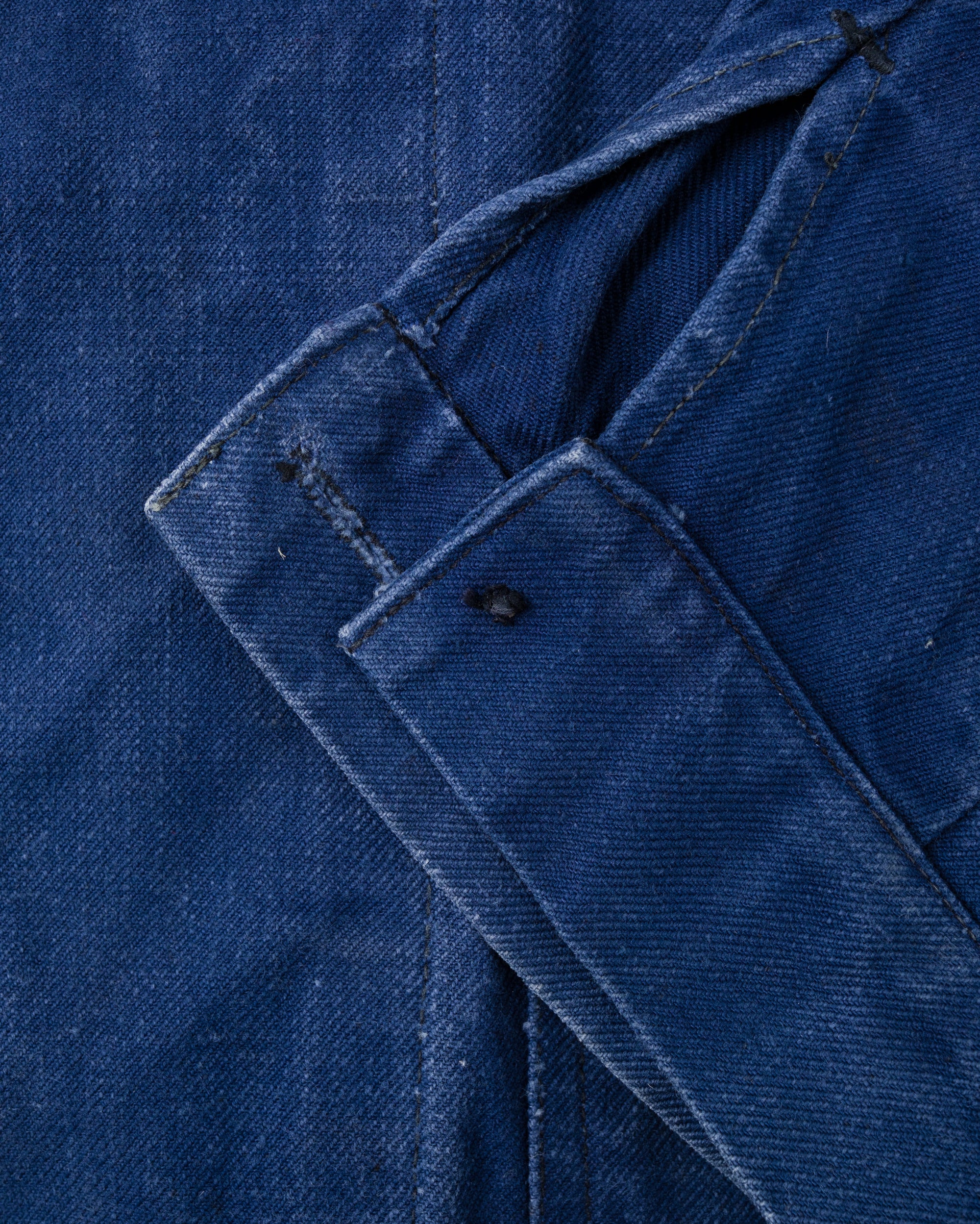 ［~50's］French Vintage Deep Blue Cotton Twill Double Breasted Work Jacket