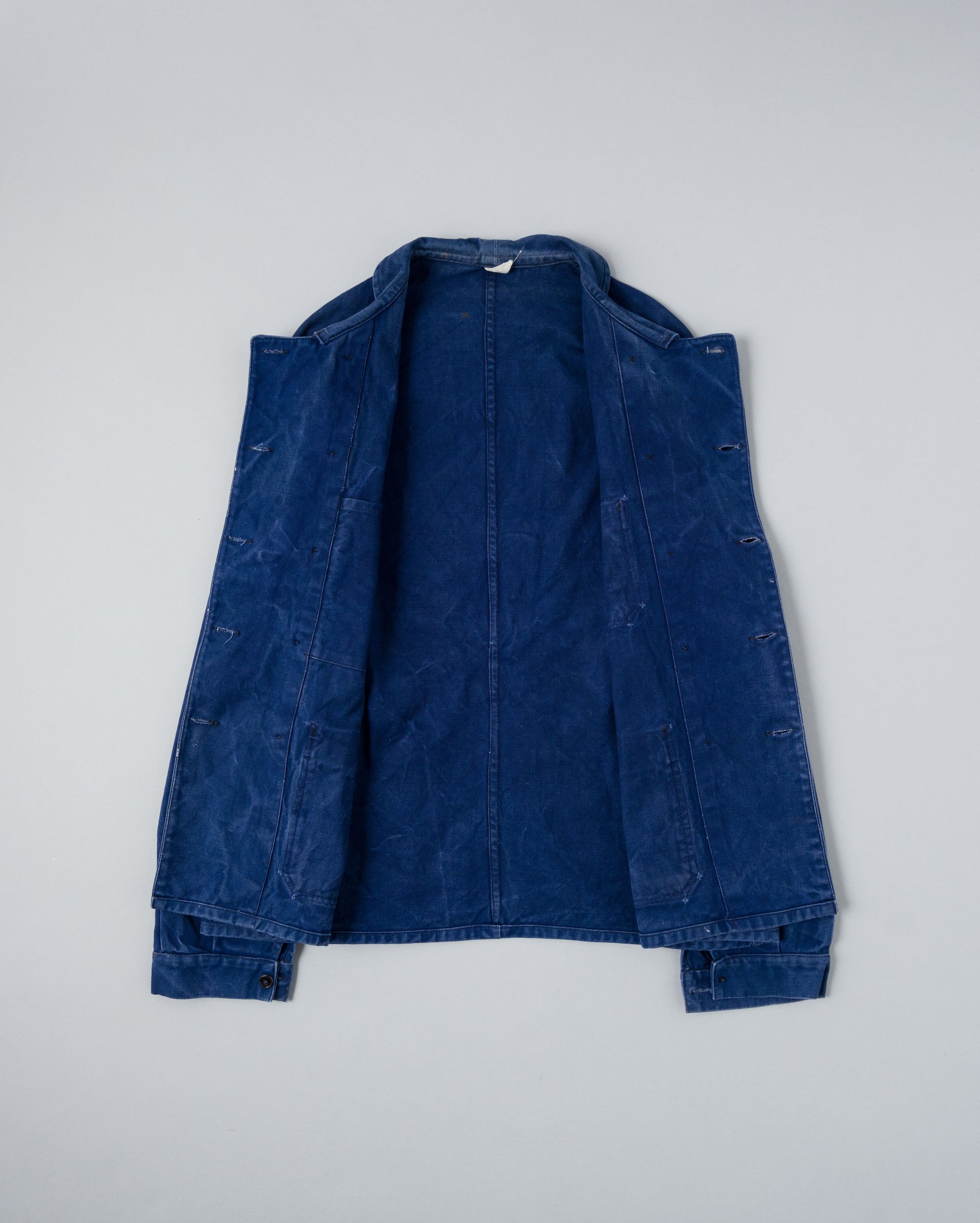 ［~50's］French Vintage Deep Blue Cotton Twill Double Breasted Work Jacket