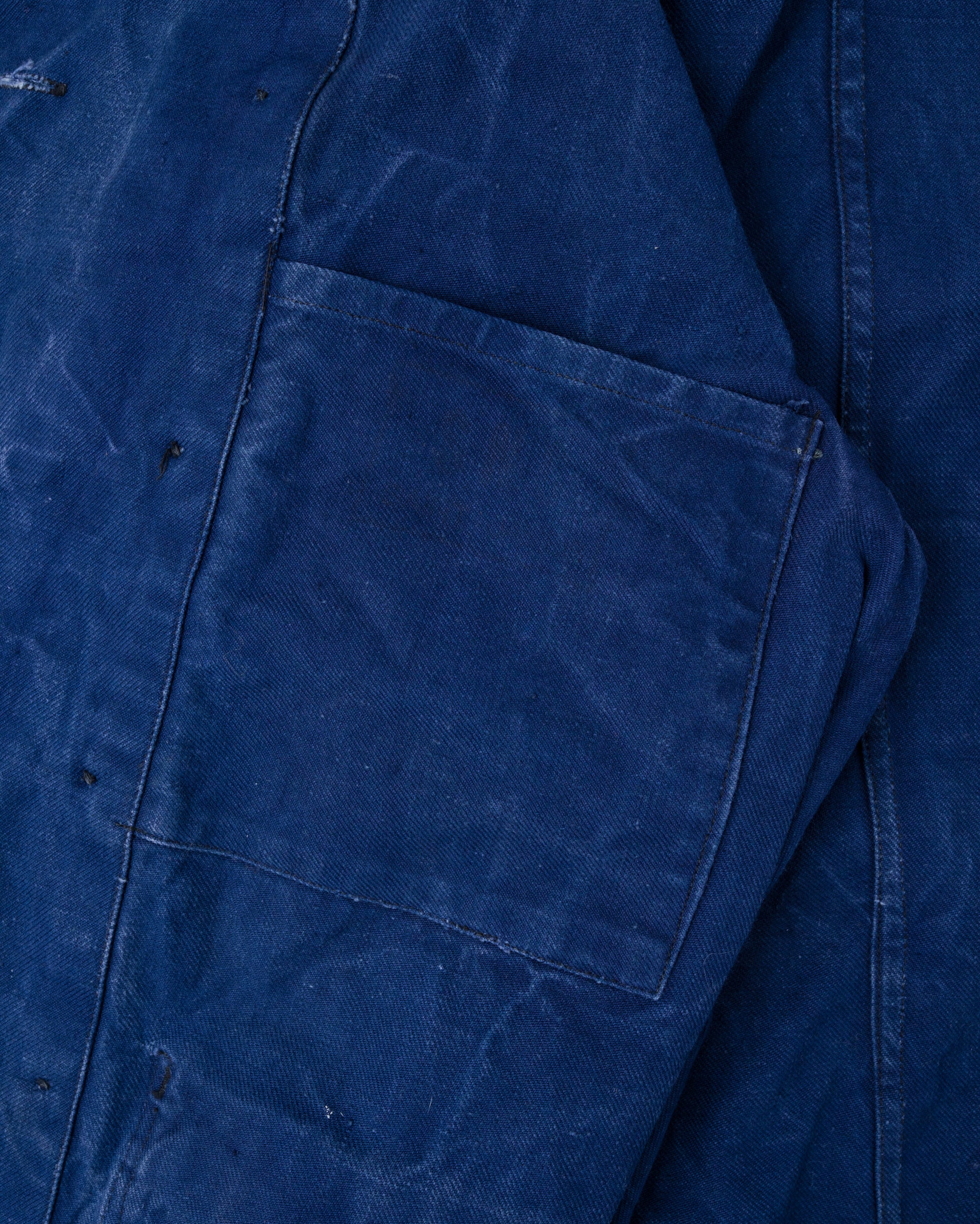 ［~50's］French Vintage Deep Blue Cotton Twill Double Breasted Work Jacket