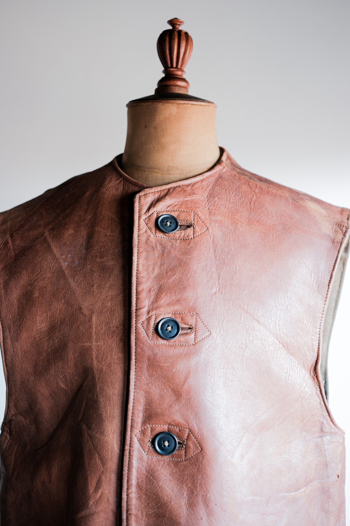 【~40's】British Army Jerkin Leather Vest "Modified"