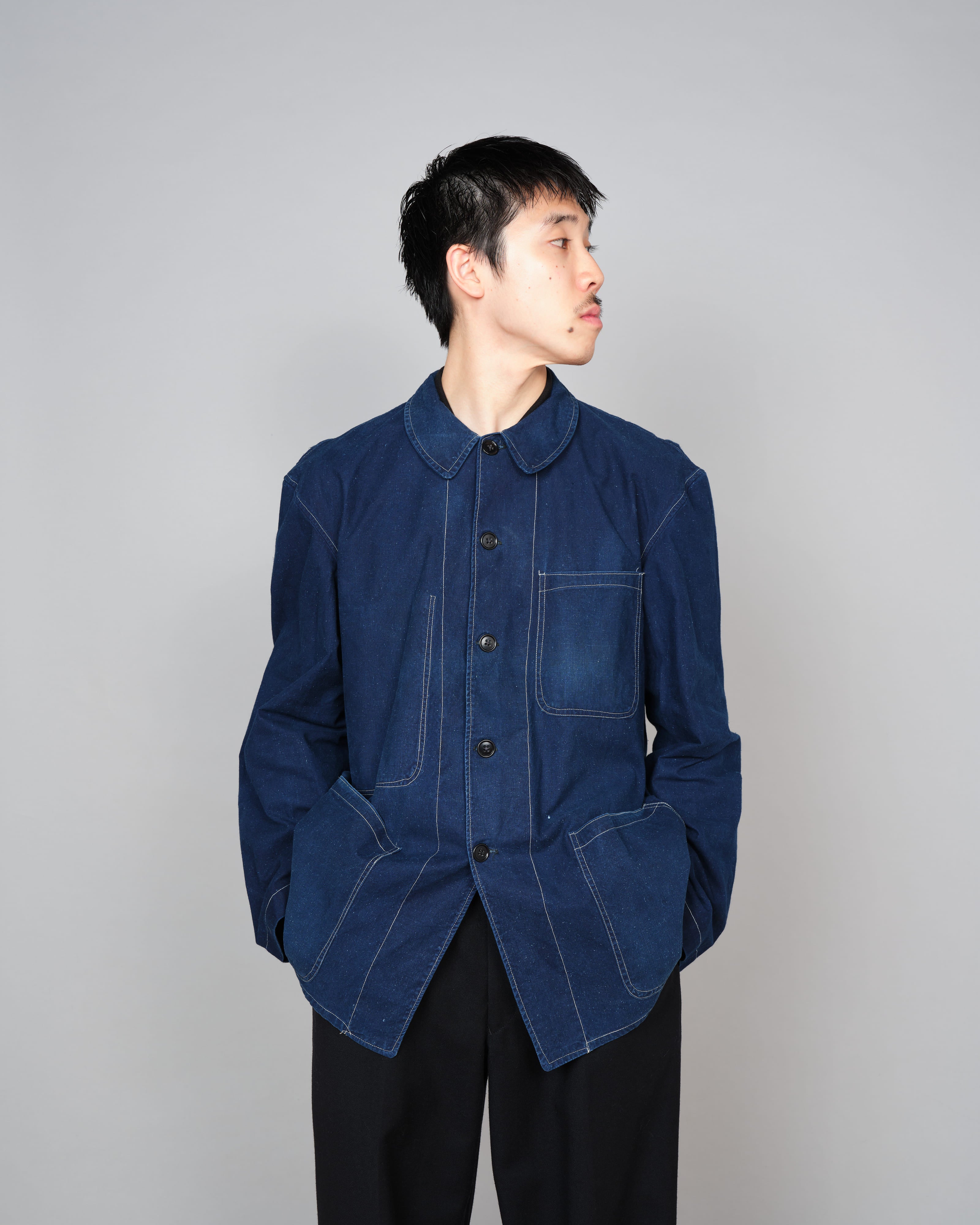 ジャケット・アウター 70s Shonghai french china indigo jacket 60's］French China Indigo Cotton Work Jacket Size.54 | VIEUX ET