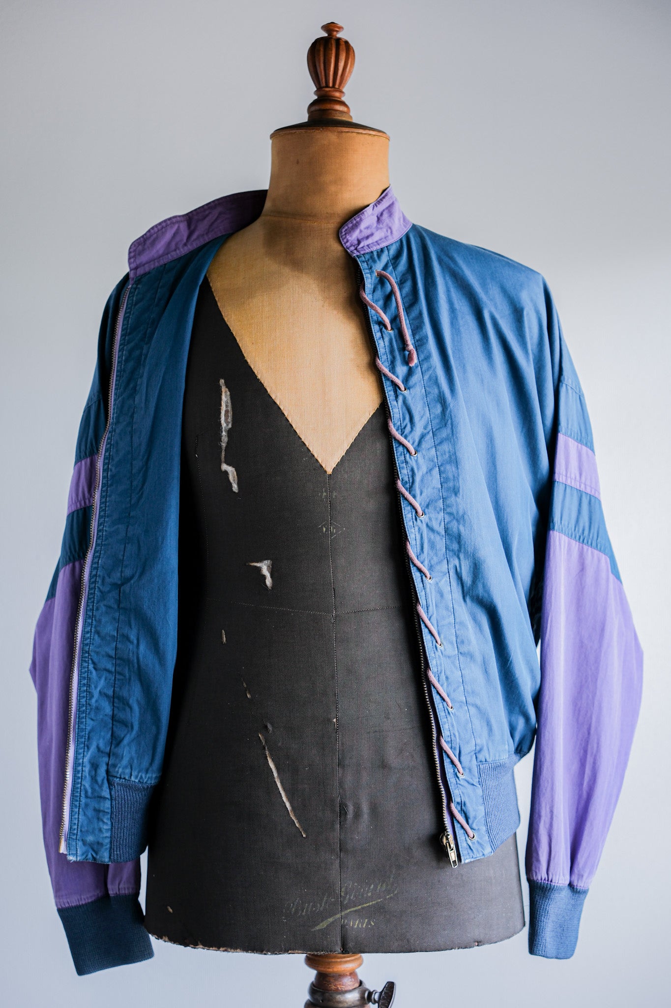 ［~80's］Old GIORGIO ARMANI 2 Tone Zip Up Cotton Blouson