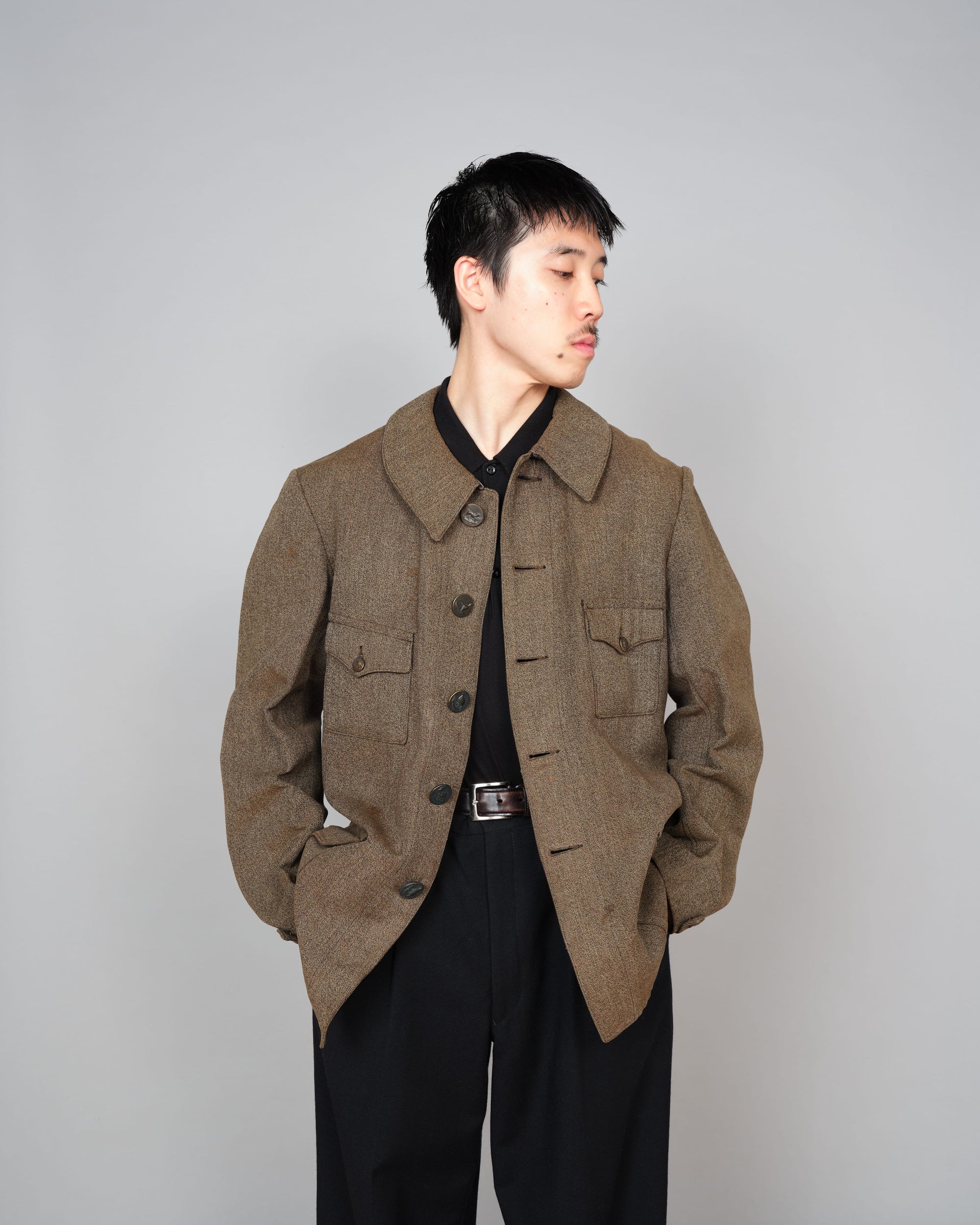 ［~30’s］French Vintage Brown Chambray Hunting Jacket