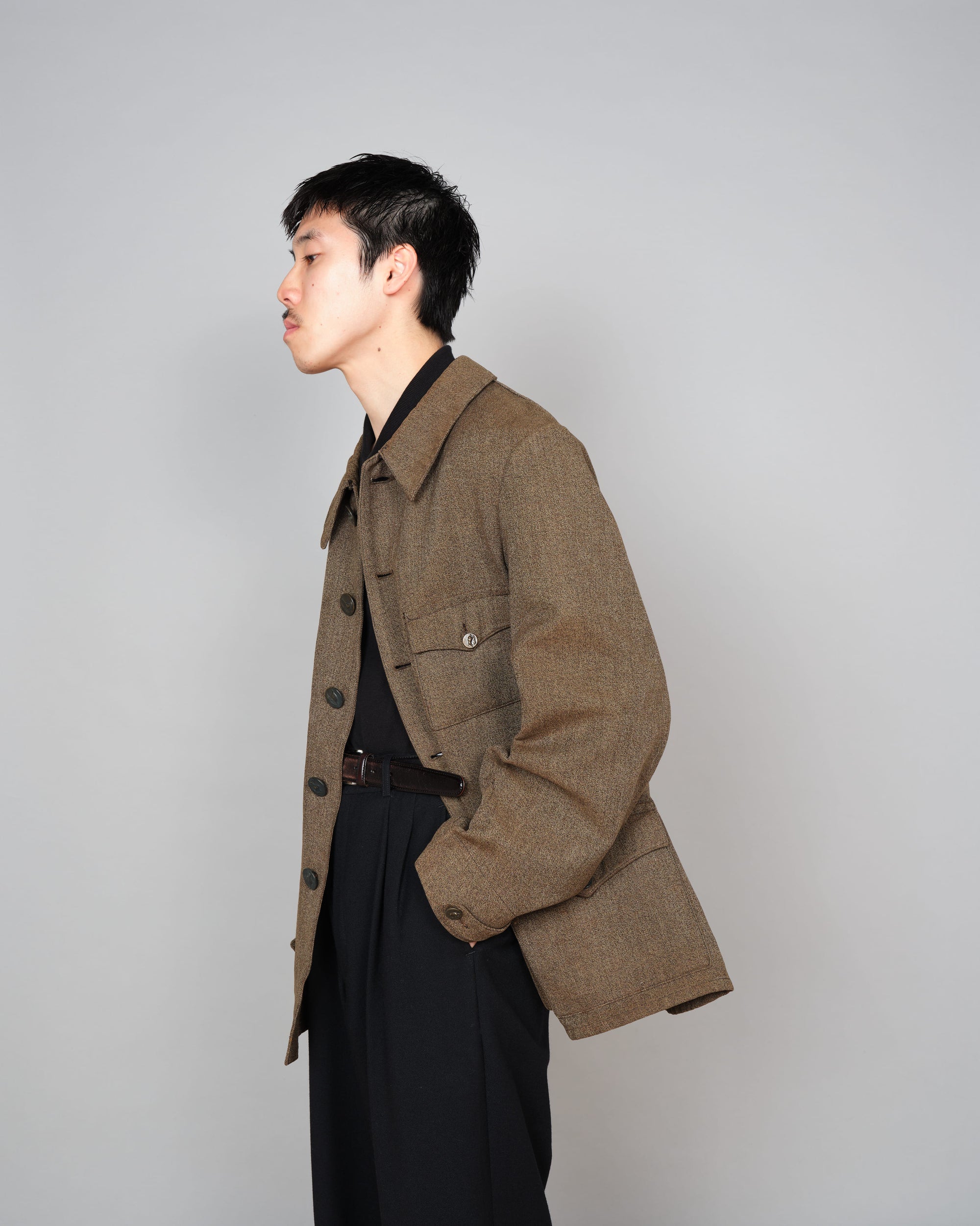 ［~30’s］French Vintage Brown Chambray Hunting Jacket