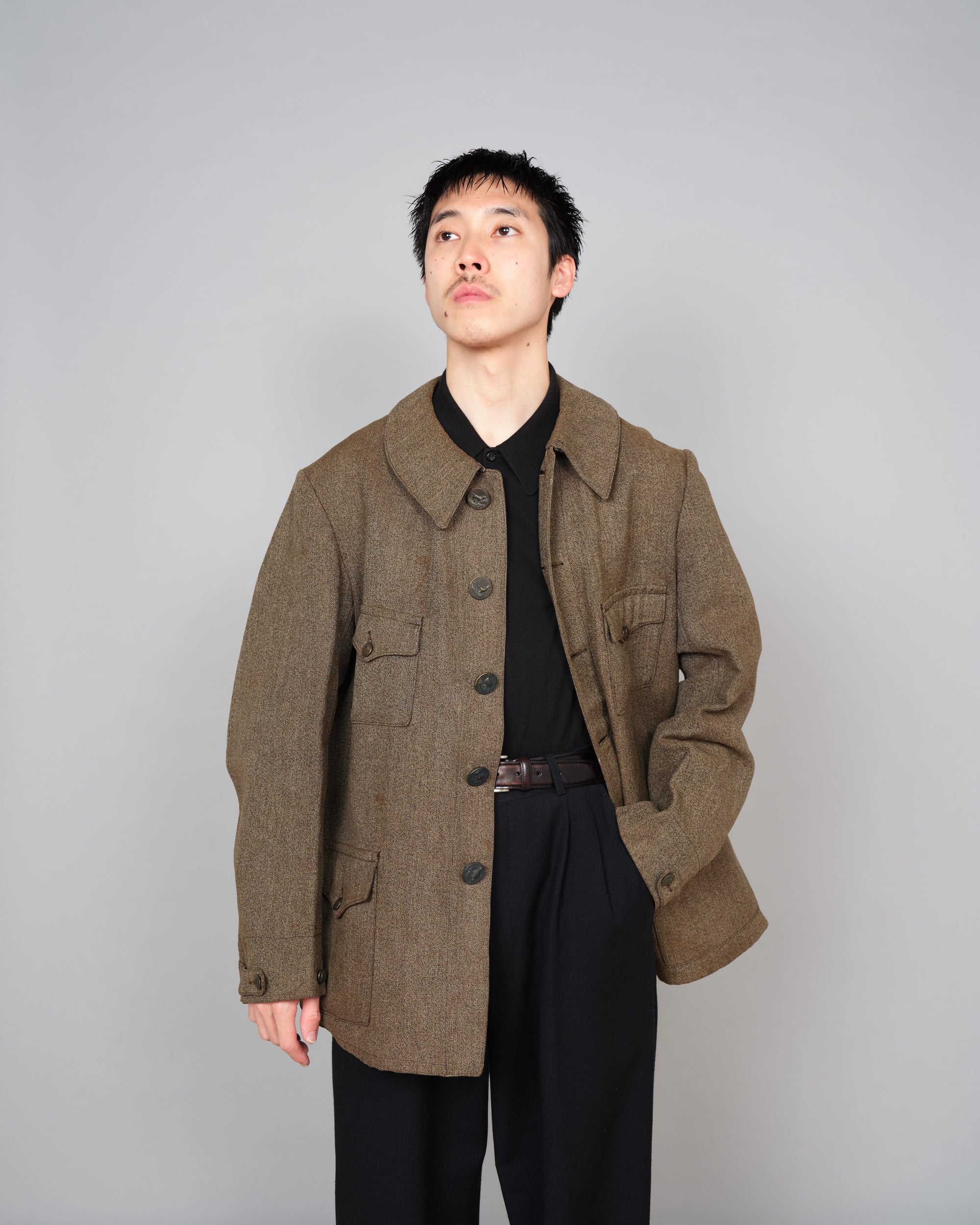 ［~30’s］French Vintage Brown Chambray Hunting Jacket