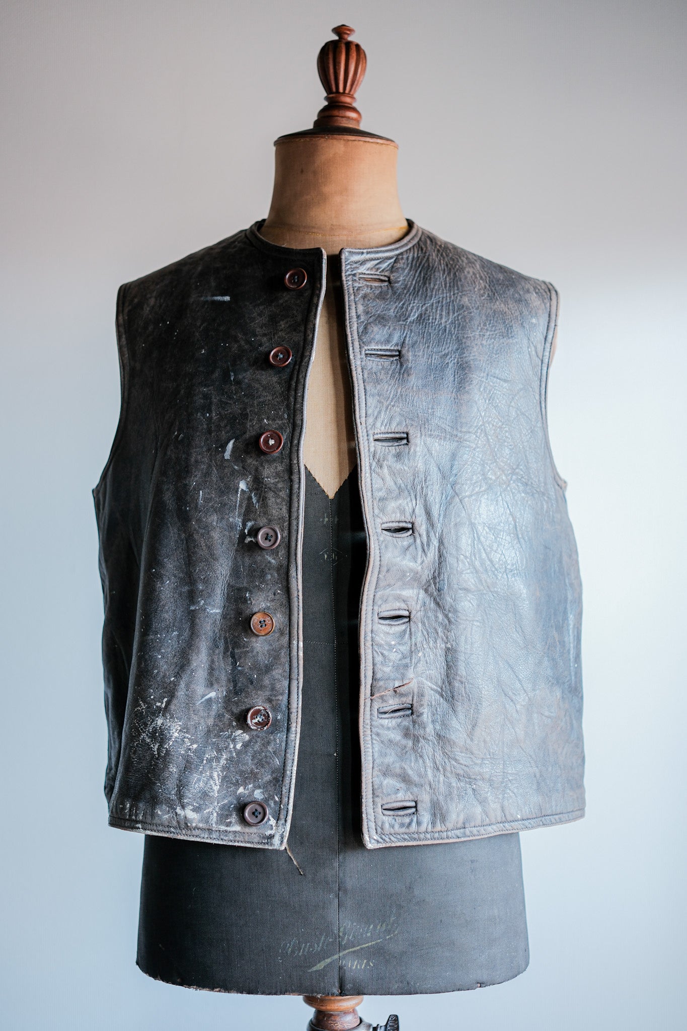 40's】French Army Cavalier Leather Vest