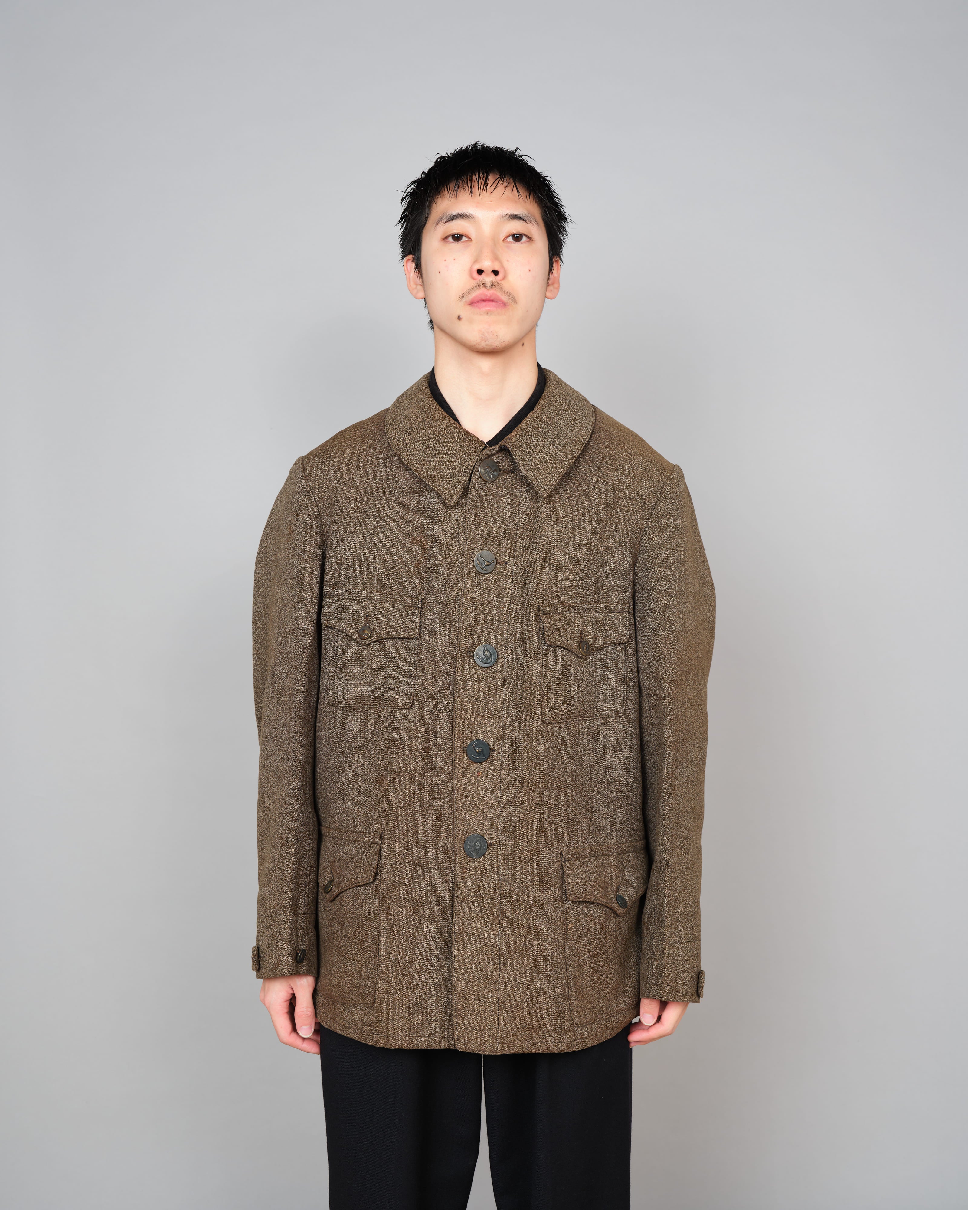 【~30’s】French Vintage Brown Chambray Hunting Jacket