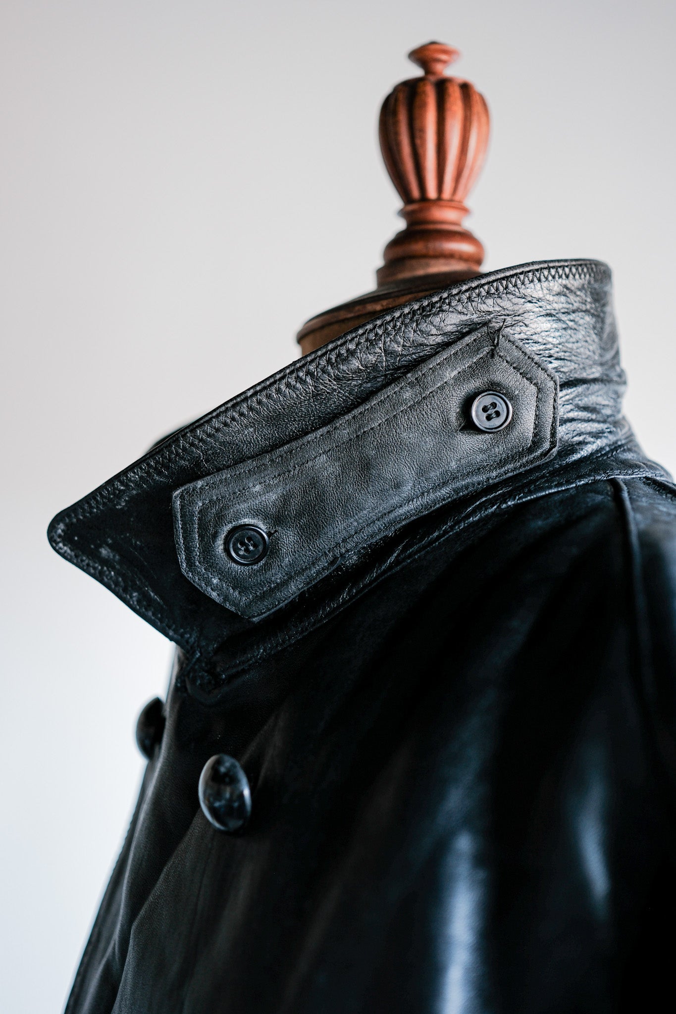 ［~50's］Italian Army Police Double Breasted Leather Coat Size.2 "Carabinieri"