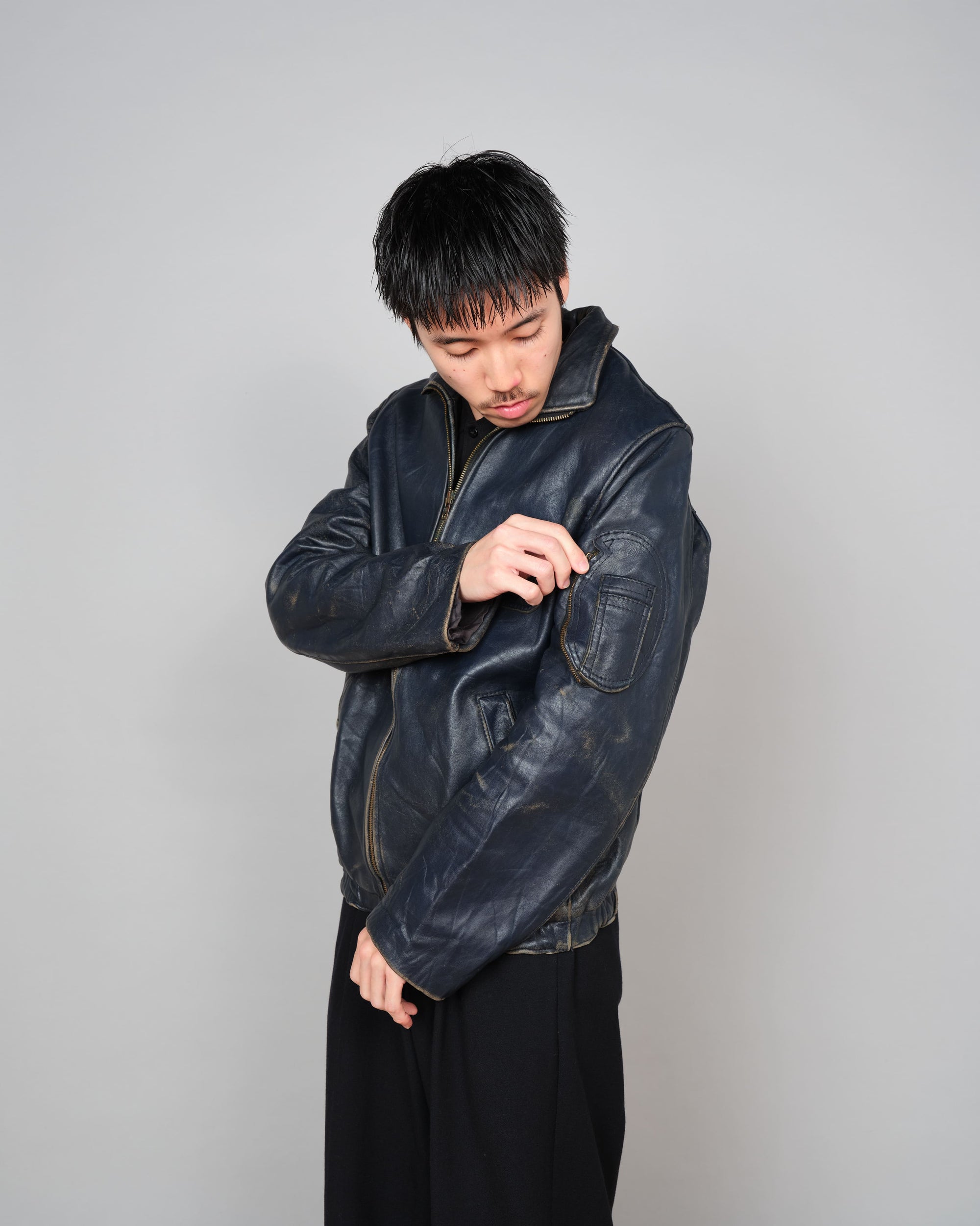 ［~80's］French Air Force Pilot Leather Jacket "Civilian Type"