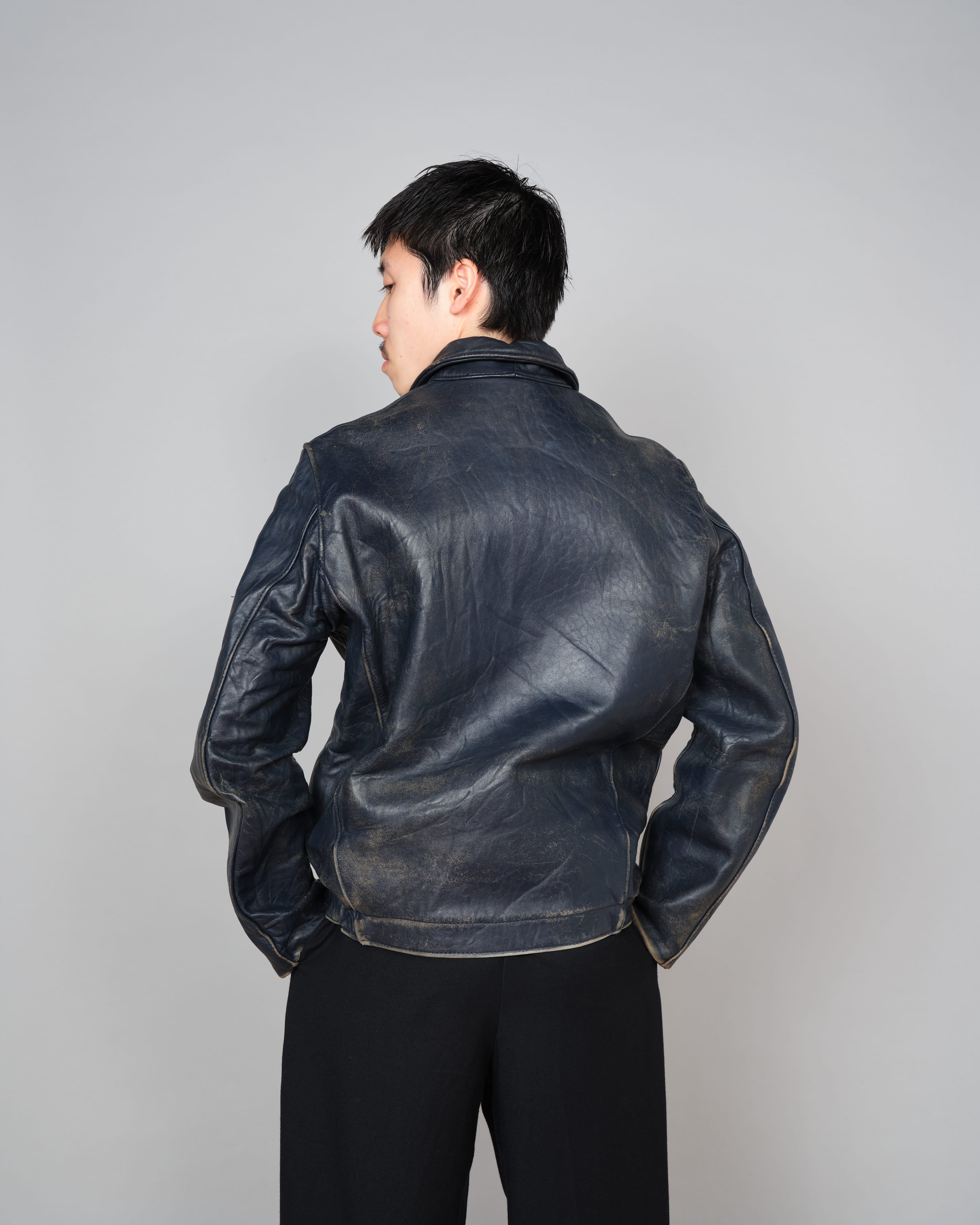 【~80's】French Air Force Pilot Leather Jacket "Civilian Type"