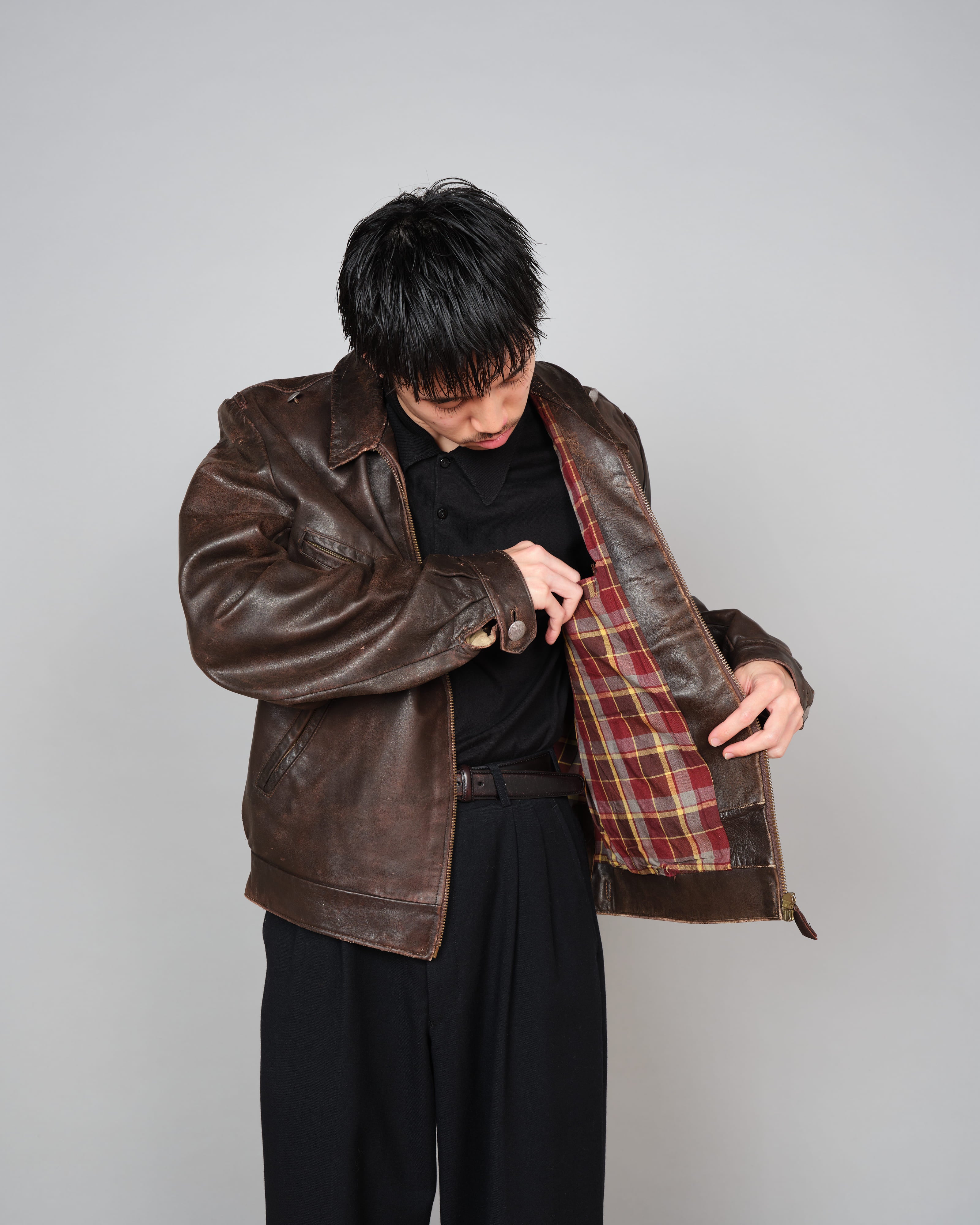 40's】WWII German Air Force Personal Leather Flight Jacket 