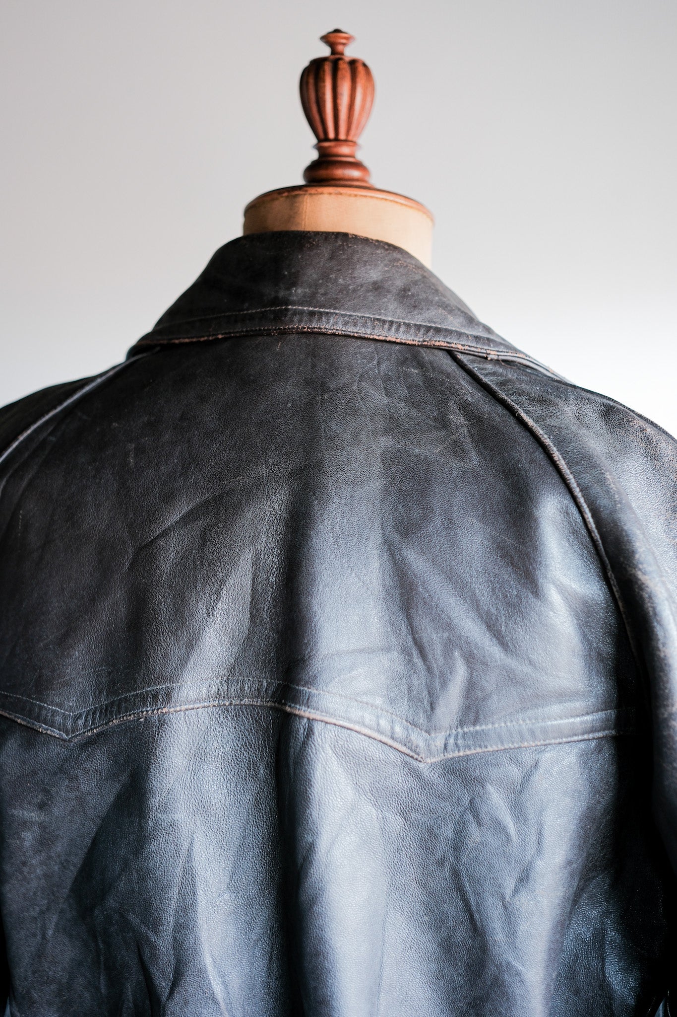【~50's】French Vintage Double Breasted Leather Work Coat Size.54 "Adolphe Lafont"