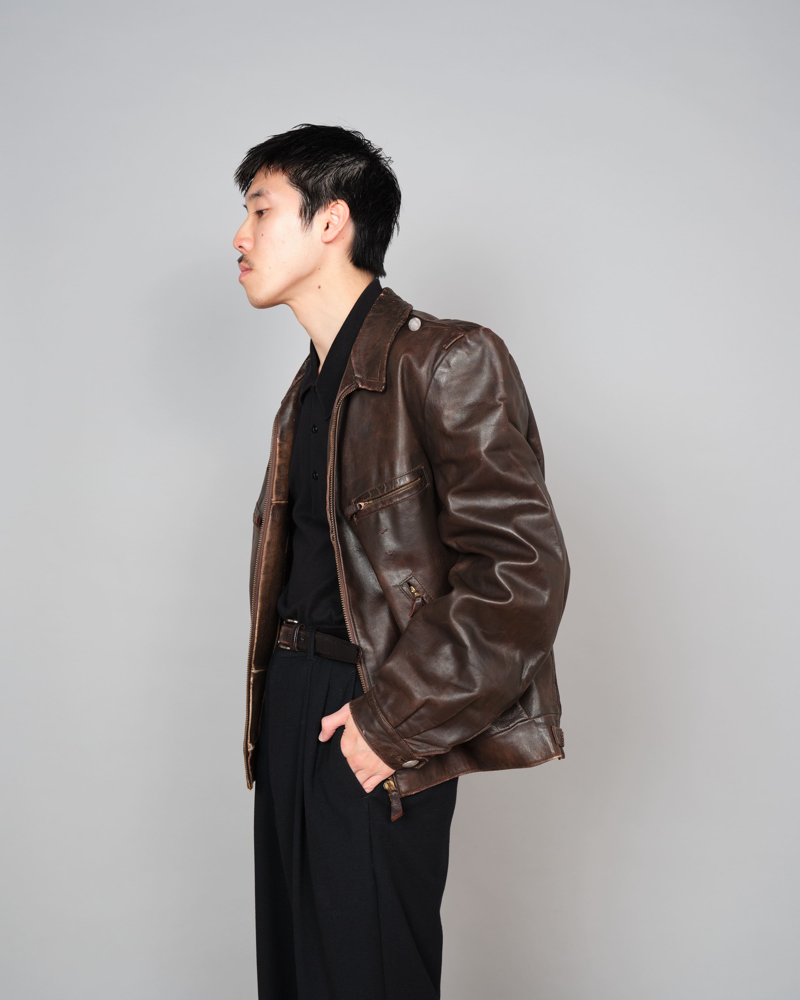 40's】WWII German Air Force Personal Leather Flight Jacket 