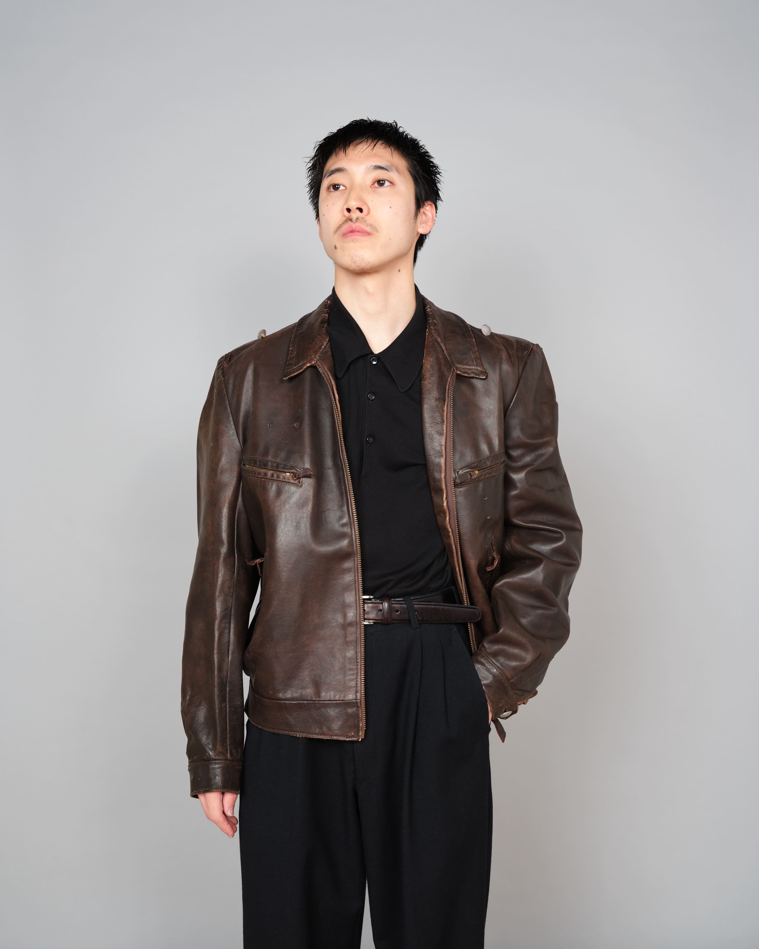40's】WWII German Air Force Personal Leather Flight Jacket 