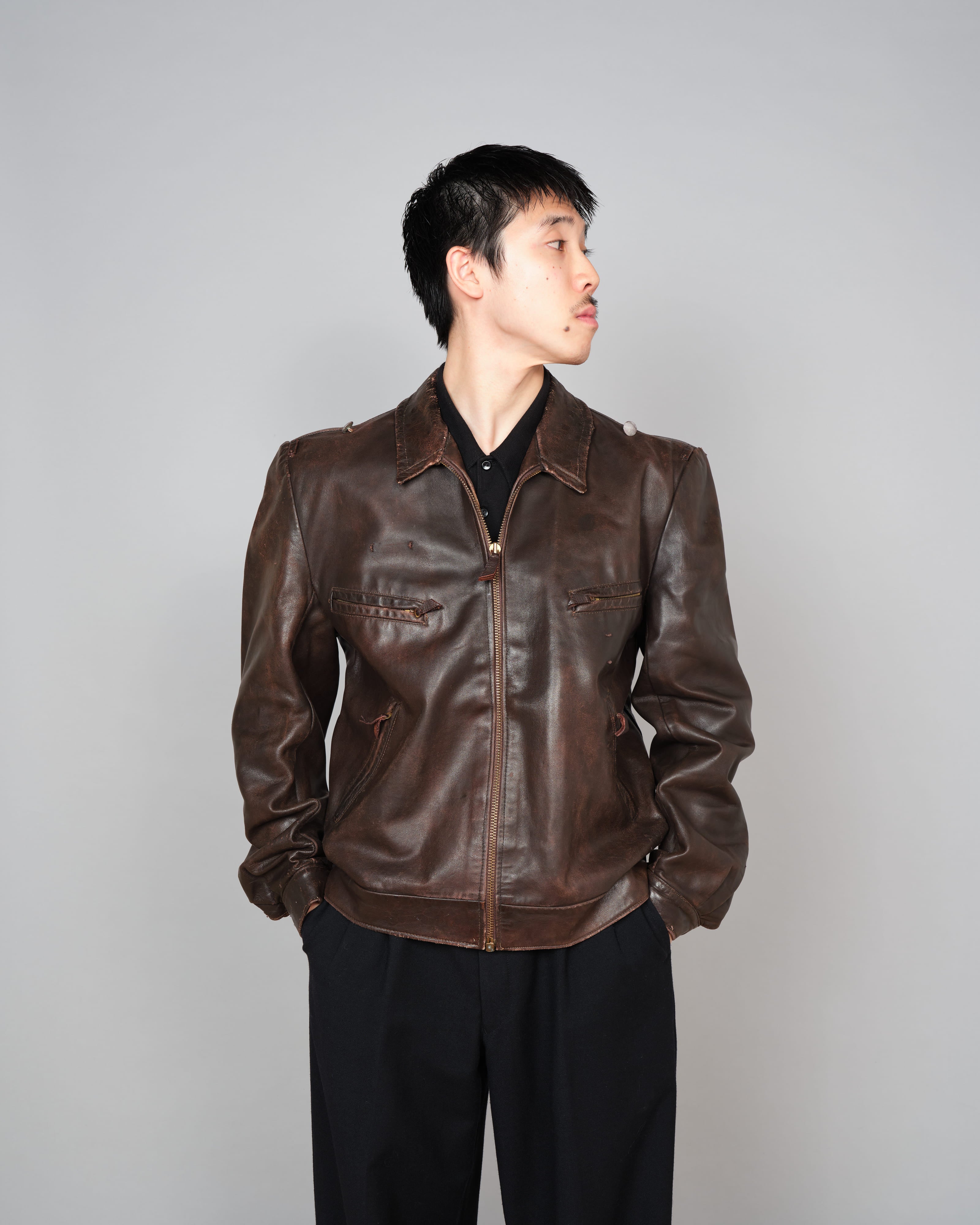 40's】WWII German Air Force Personal Leather Flight Jacket 
