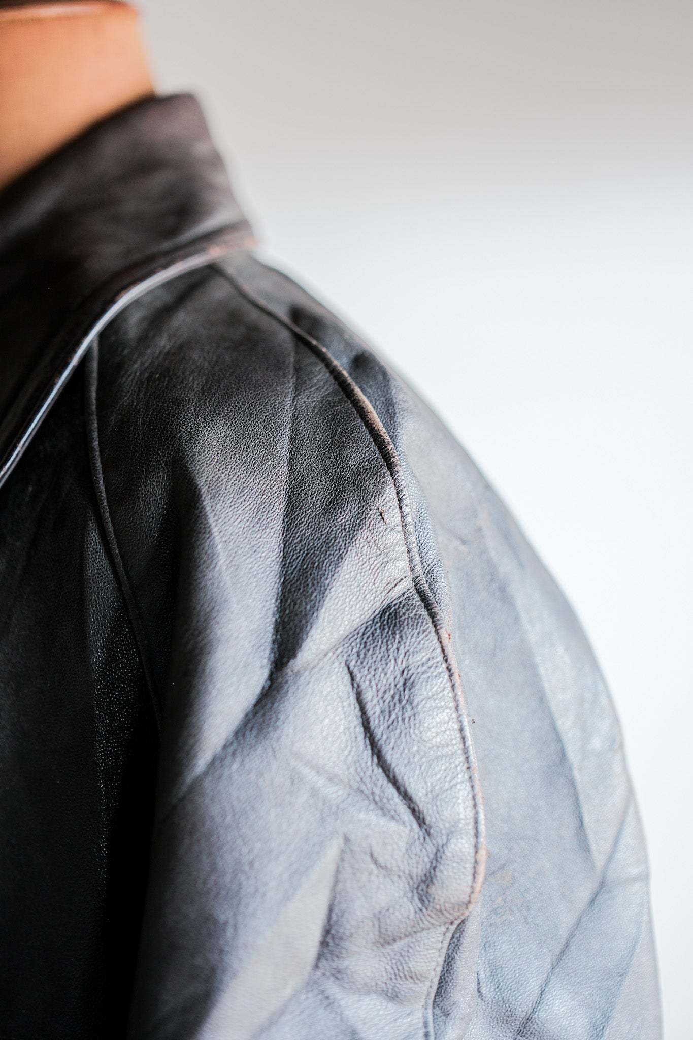 [〜50年代]法國復古雙胸皮革工作外套。54“ Adolphe Lafont”