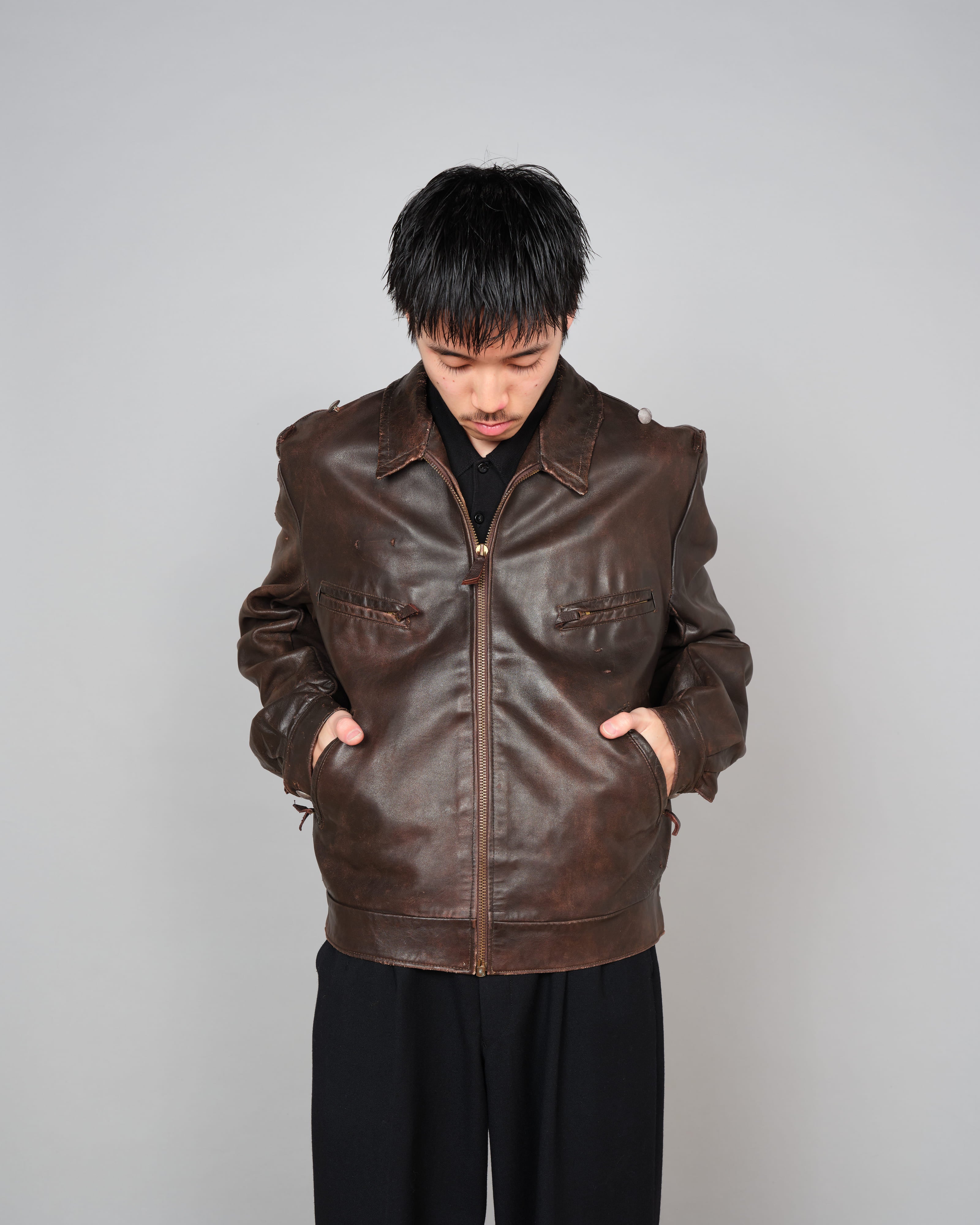 40's】WWII German Air Force Personal Leather Flight Jacket 