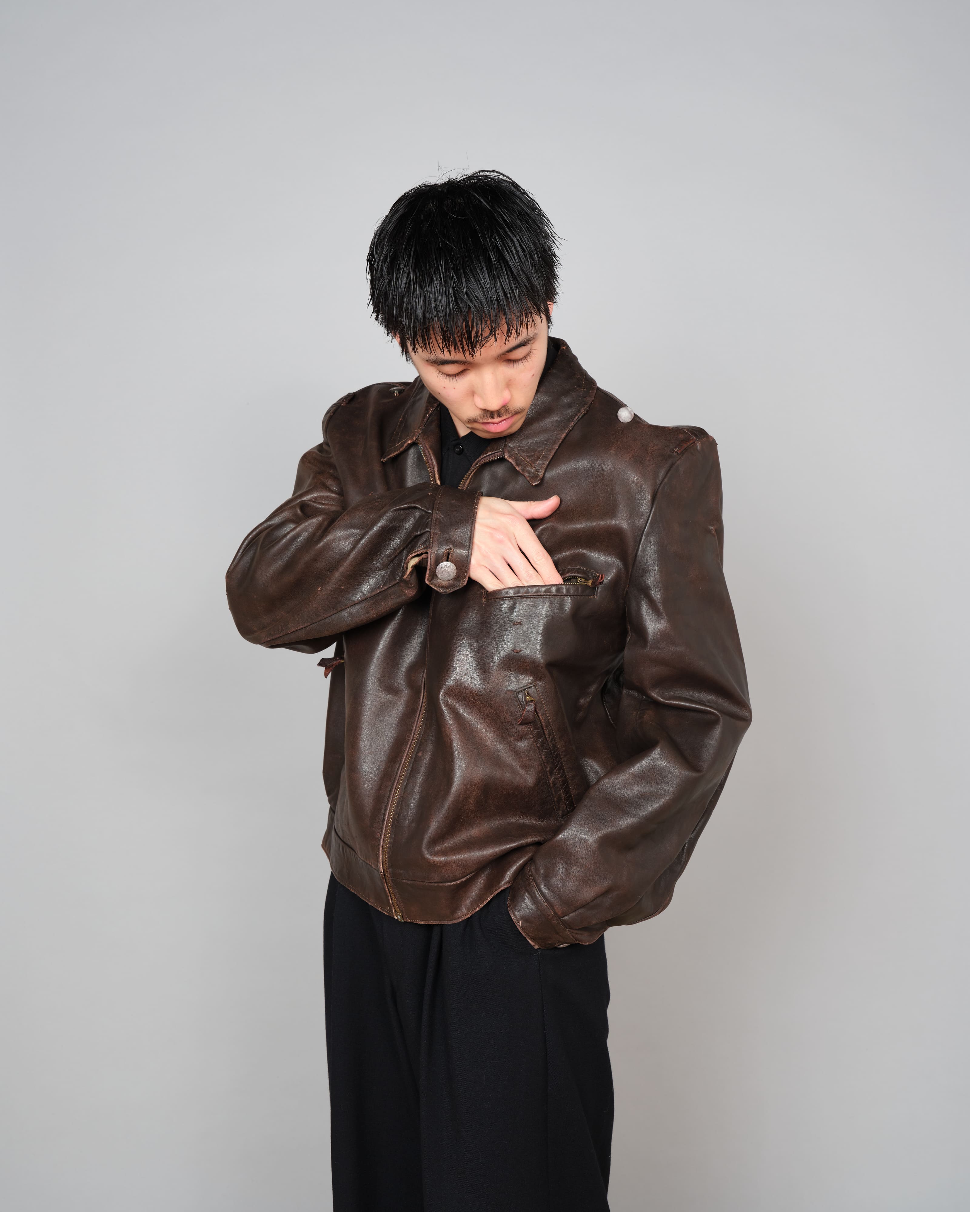 【~40’s】WWII German Air Force Personal Leather Flight Jacket "Luftwaffe"