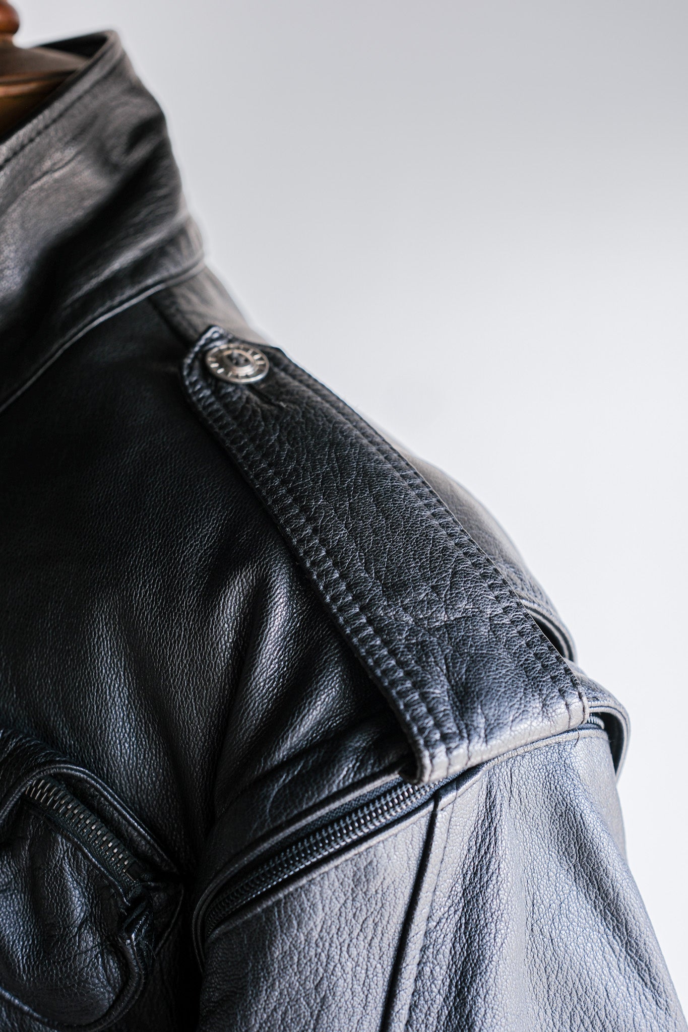 ［~80's］Old Renoma Paris Black Leather Detachable Sleeve Multi Pocket Jacket With Liner Size.XXL