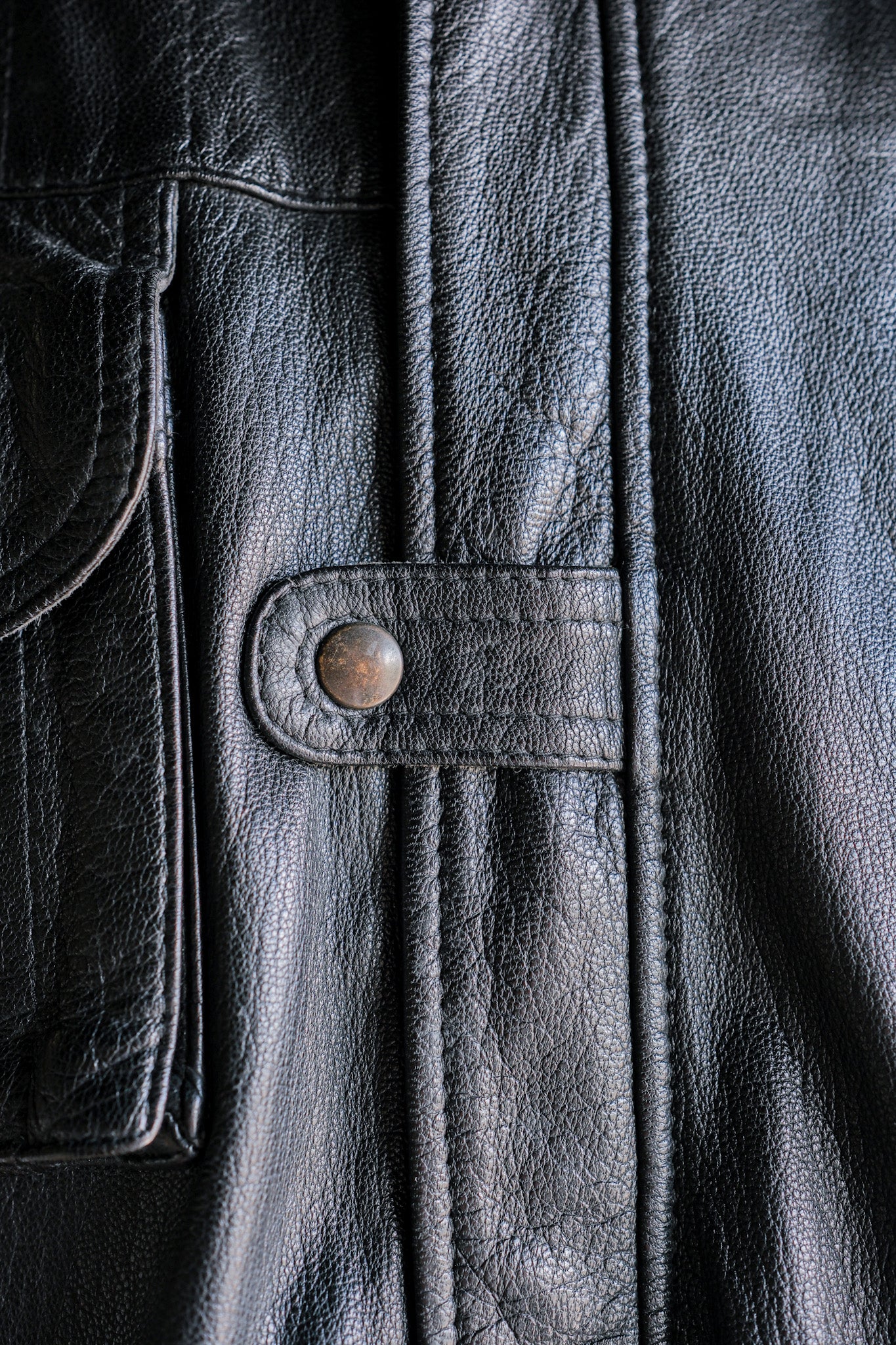 ［~80's］Old Renoma Paris Black Leather Detachable Sleeve Multi Pocket Jacket With Liner Size.XXL