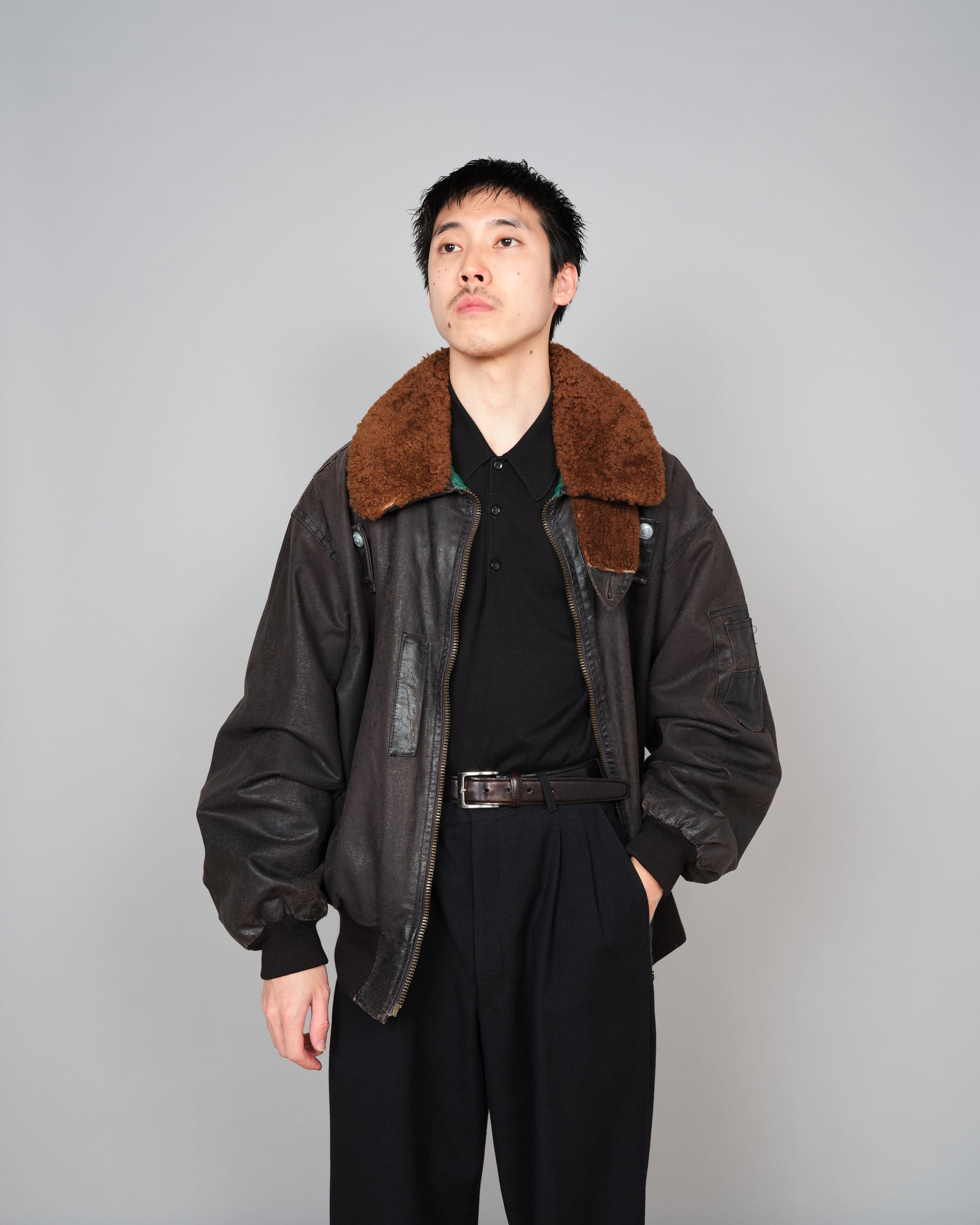 ［~80’s］Old GUIDO PELLEGRINI Cotton Polyurethane Flight Type Blouson Size.42