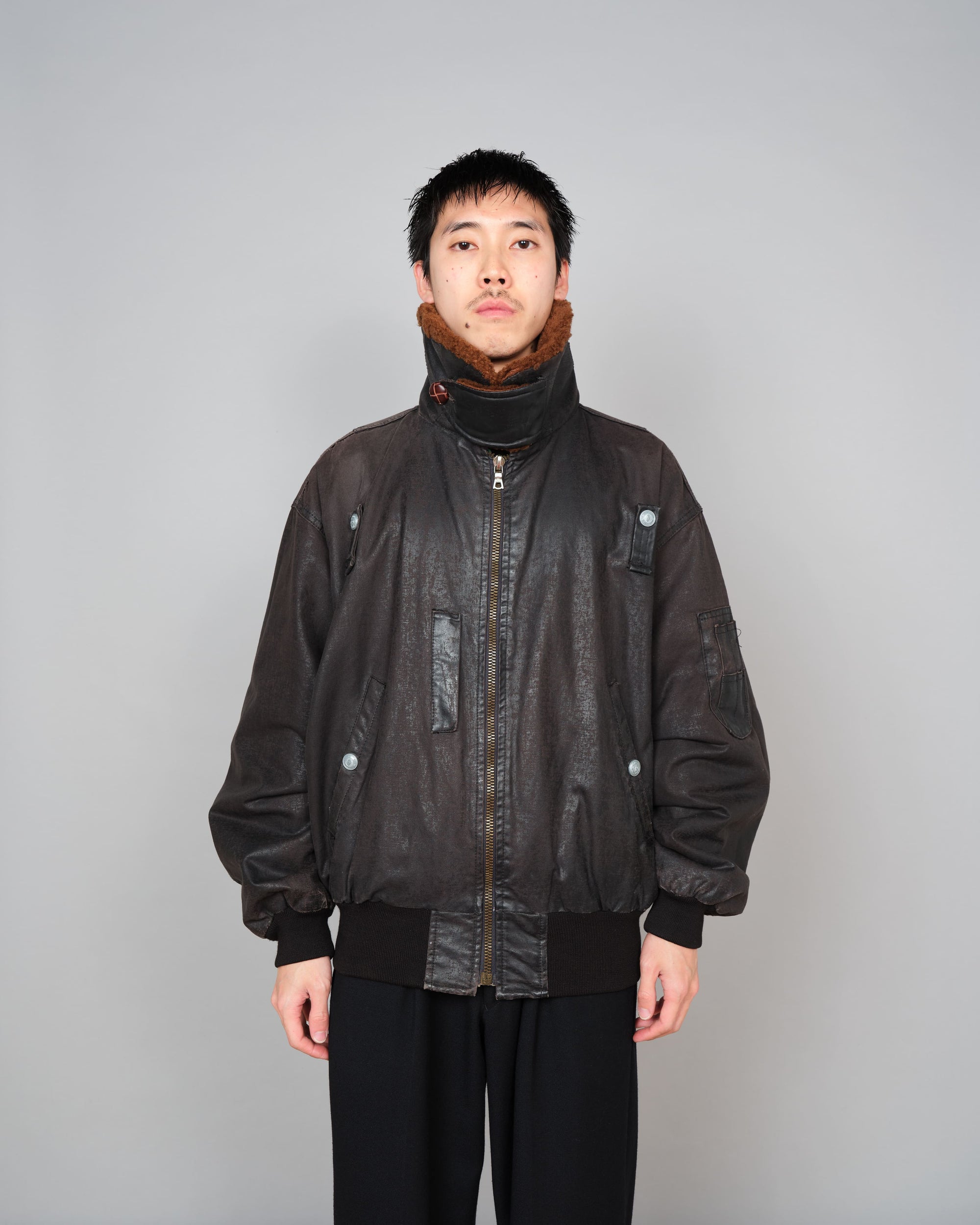 ［~80’s］Old GUIDO PELLEGRINI Cotton Polyurethane Flight Type Blouson Size.42