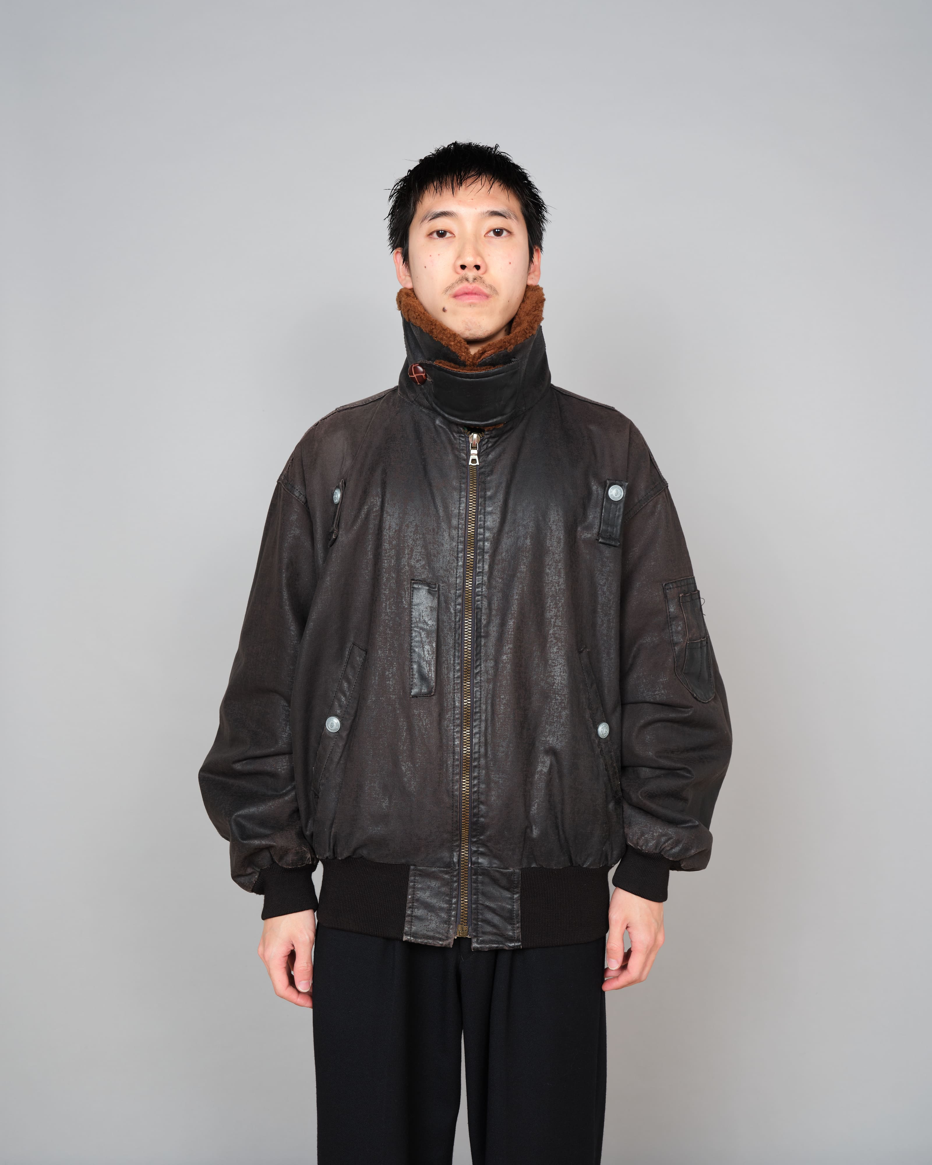 【~80’s】Old GUIDO PELLEGRINI Cotton Polyurethane Flight Type Blouson Size.42