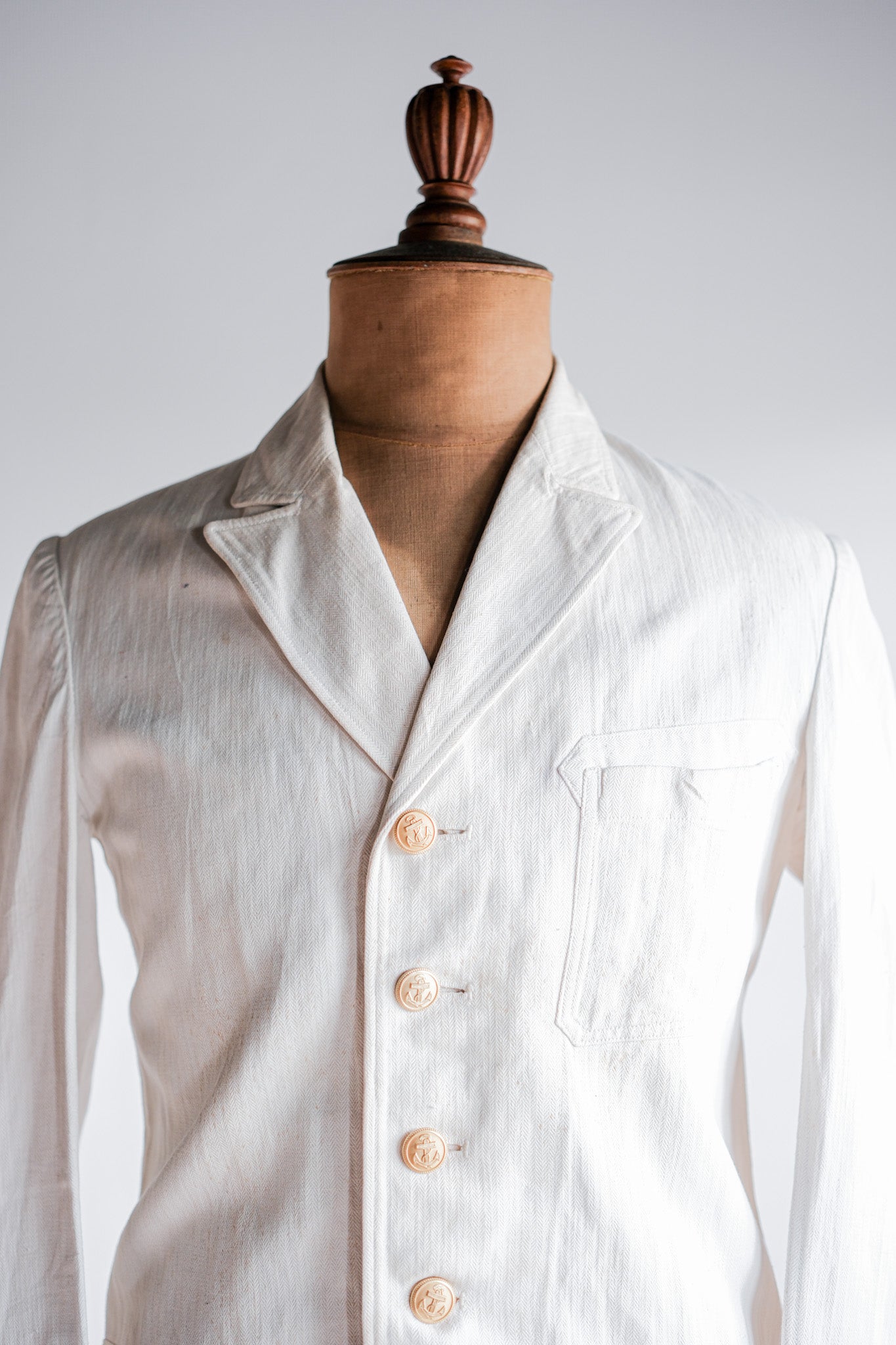 ［~40's］WWⅡ German Navy Drillich HBT Cotton Linen Officer Lapel Jacket "Kriegsmarine"