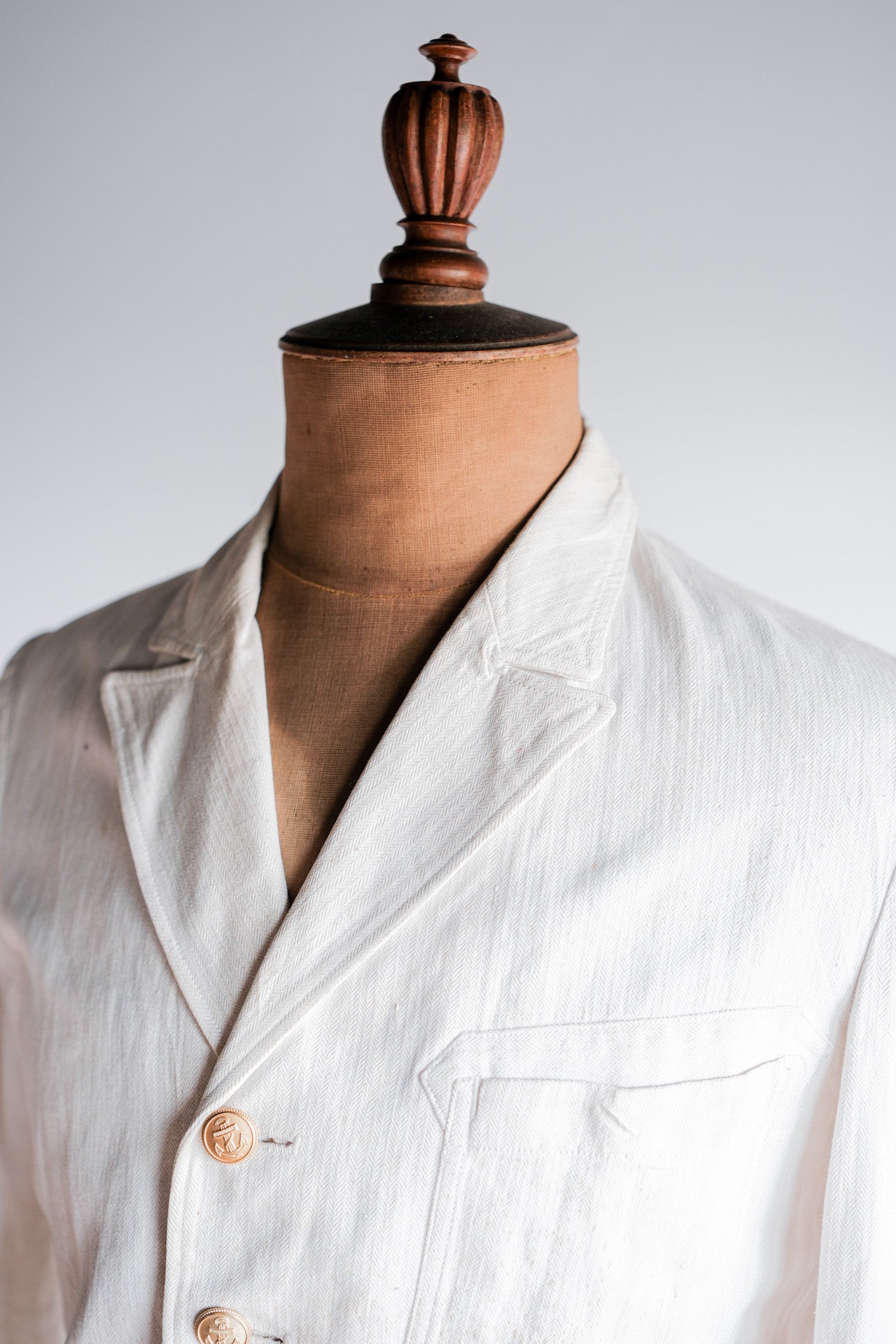 ［~40's］WWⅡ German Navy Drillich HBT Cotton Linen Officer Lapel Jacket "Kriegsmarine"