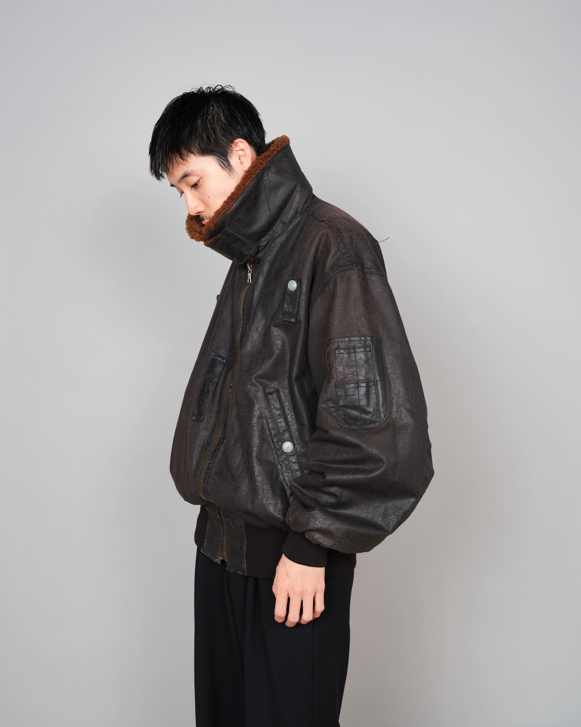 ［~80’s］Old GUIDO PELLEGRINI Cotton Polyurethane Flight Type Blouson Size.42