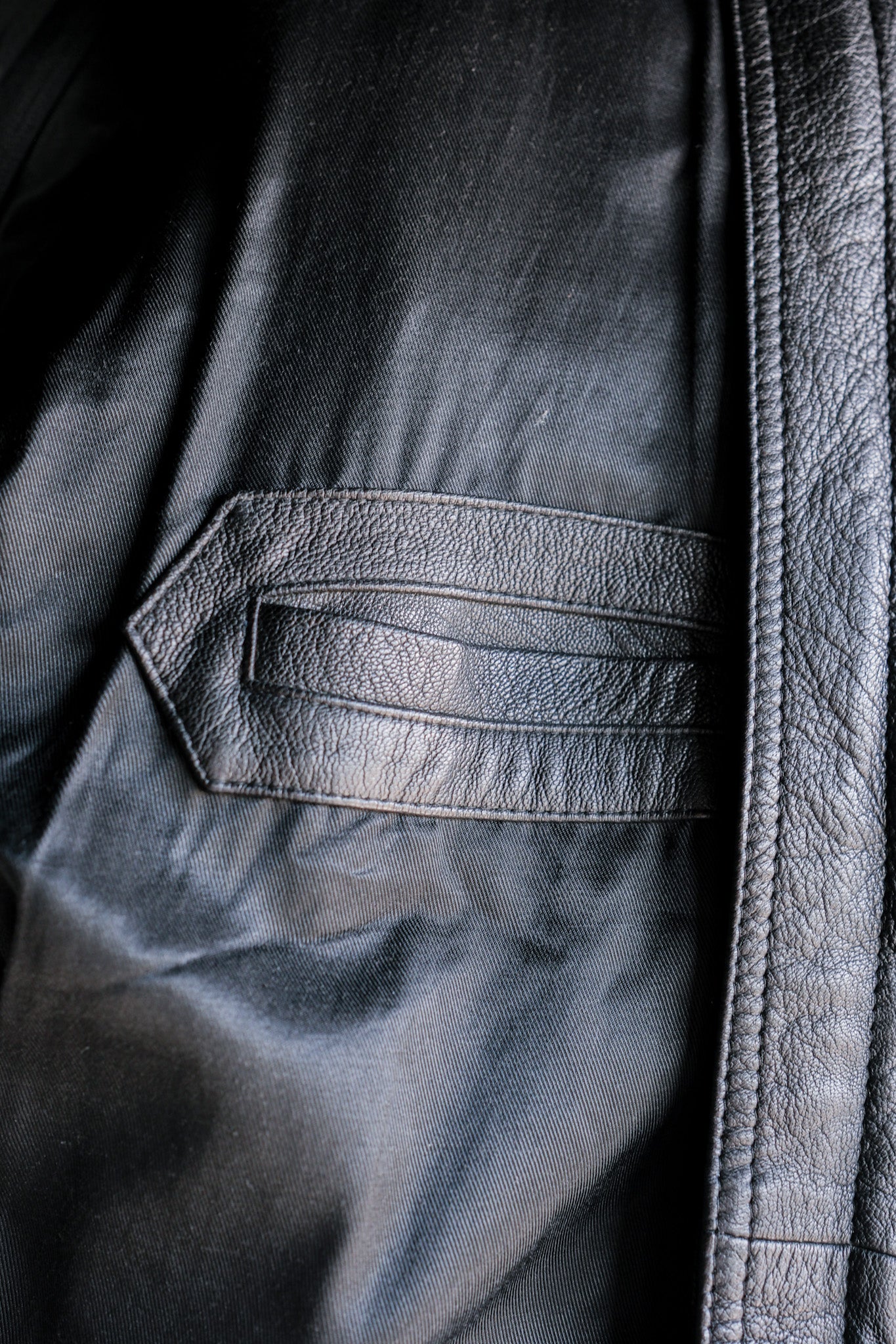 ［~80's］Old Renoma Paris Black Leather Detachable Sleeve Multi Pocket Jacket With Liner Size.XXL