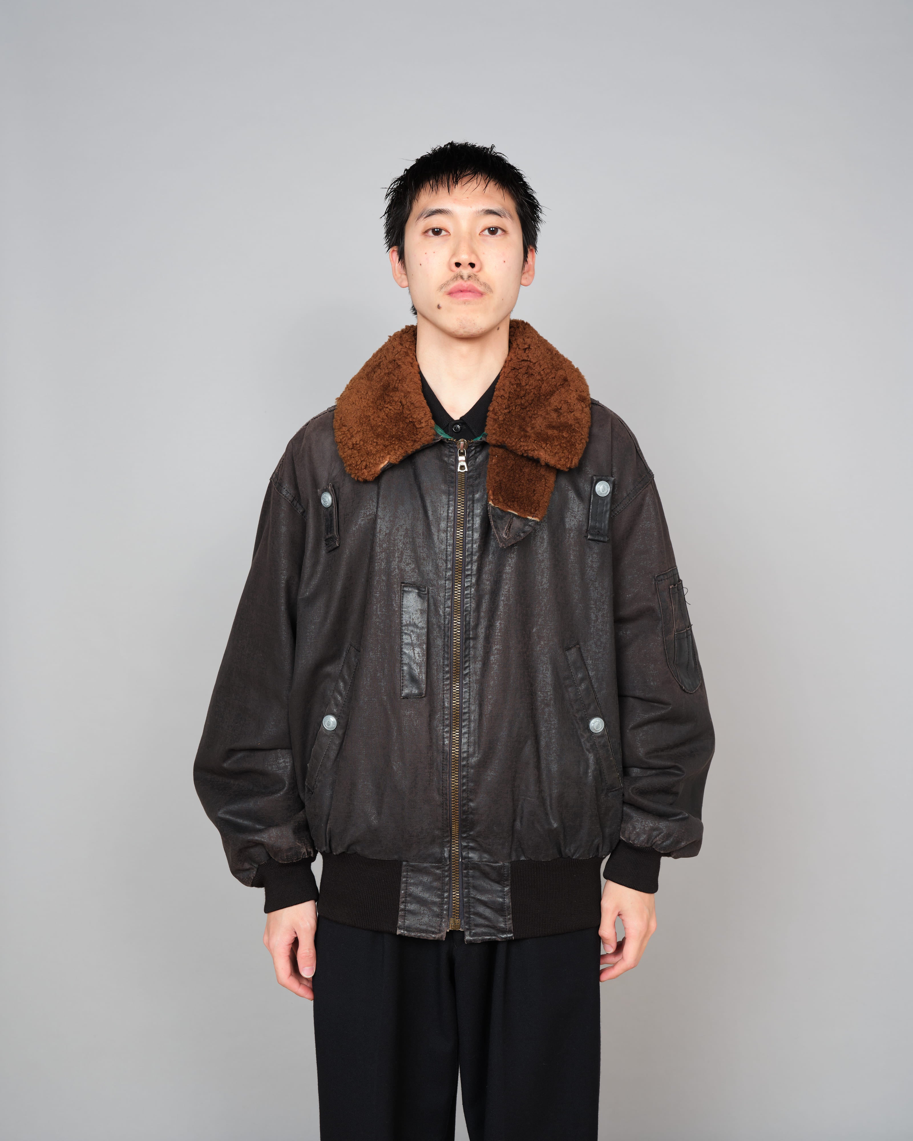 【~80’s】Old GUIDO PELLEGRINI Cotton Polyurethane Flight Type Blouson Size.42