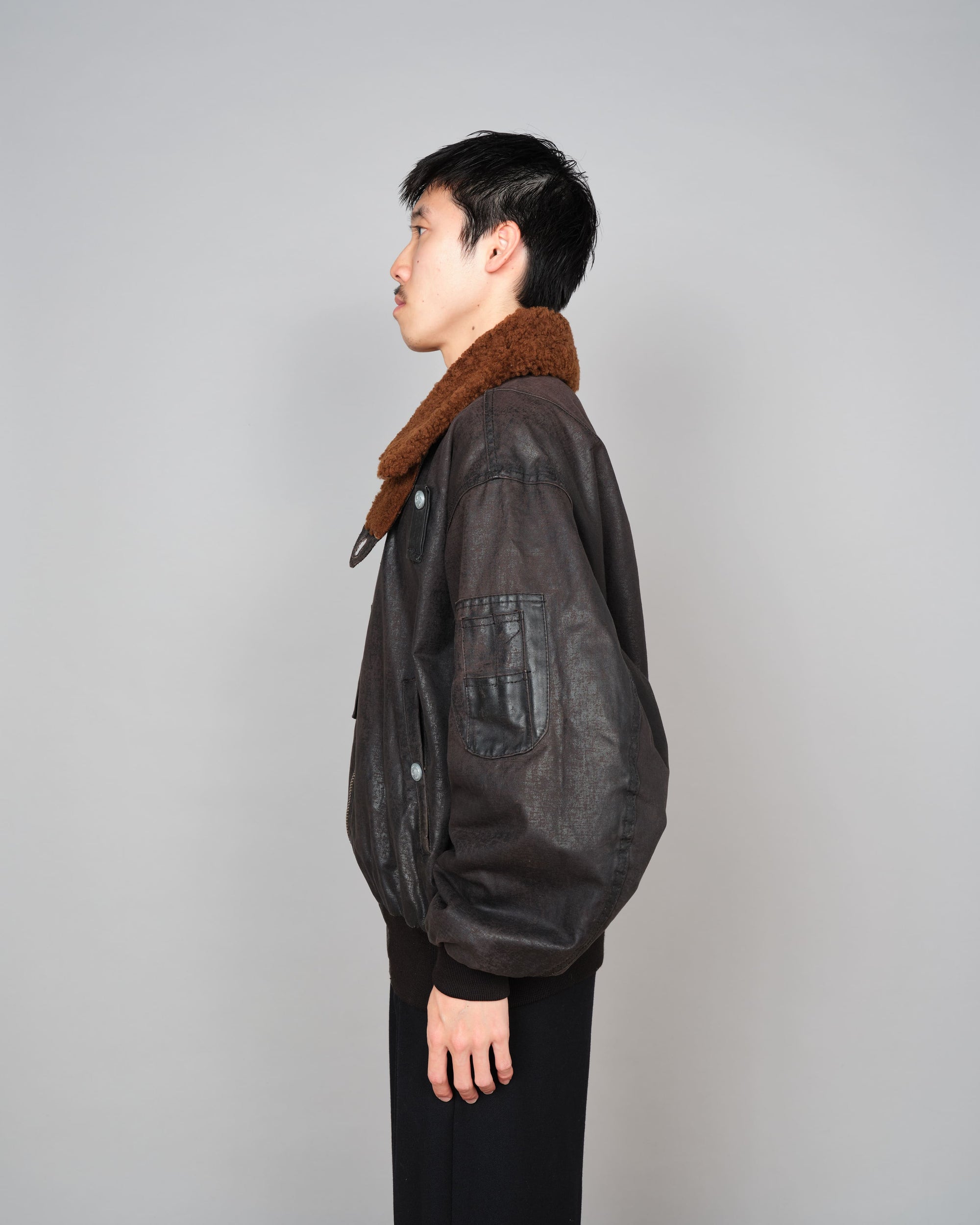 ［~80’s］Old GUIDO PELLEGRINI Cotton Polyurethane Flight Type Blouson Size.42