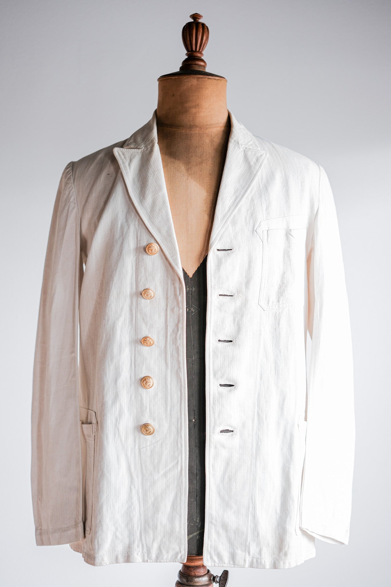［~40's］WWⅡ German Navy Drillich HBT Cotton Linen Officer Lapel Jacket "Kriegsmarine"