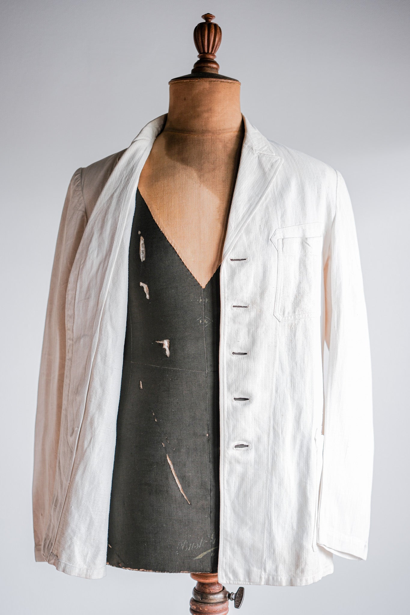 ［~40's］WWⅡ German Navy Drillich HBT Cotton Linen Officer Lapel Jacket "Kriegsmarine"