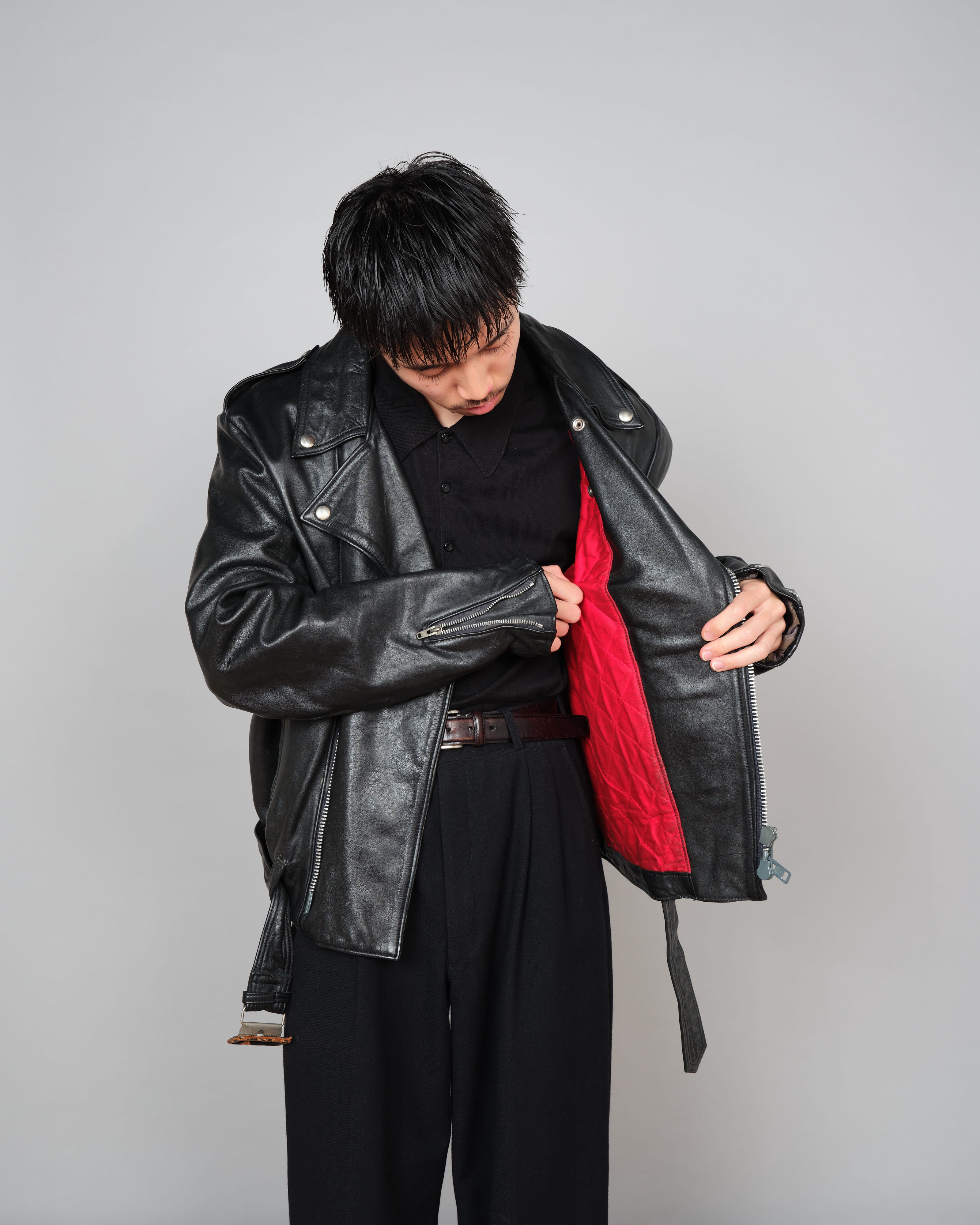 70's］Vintage Lewis Leathers Leather Double Riders Jacket Size.42