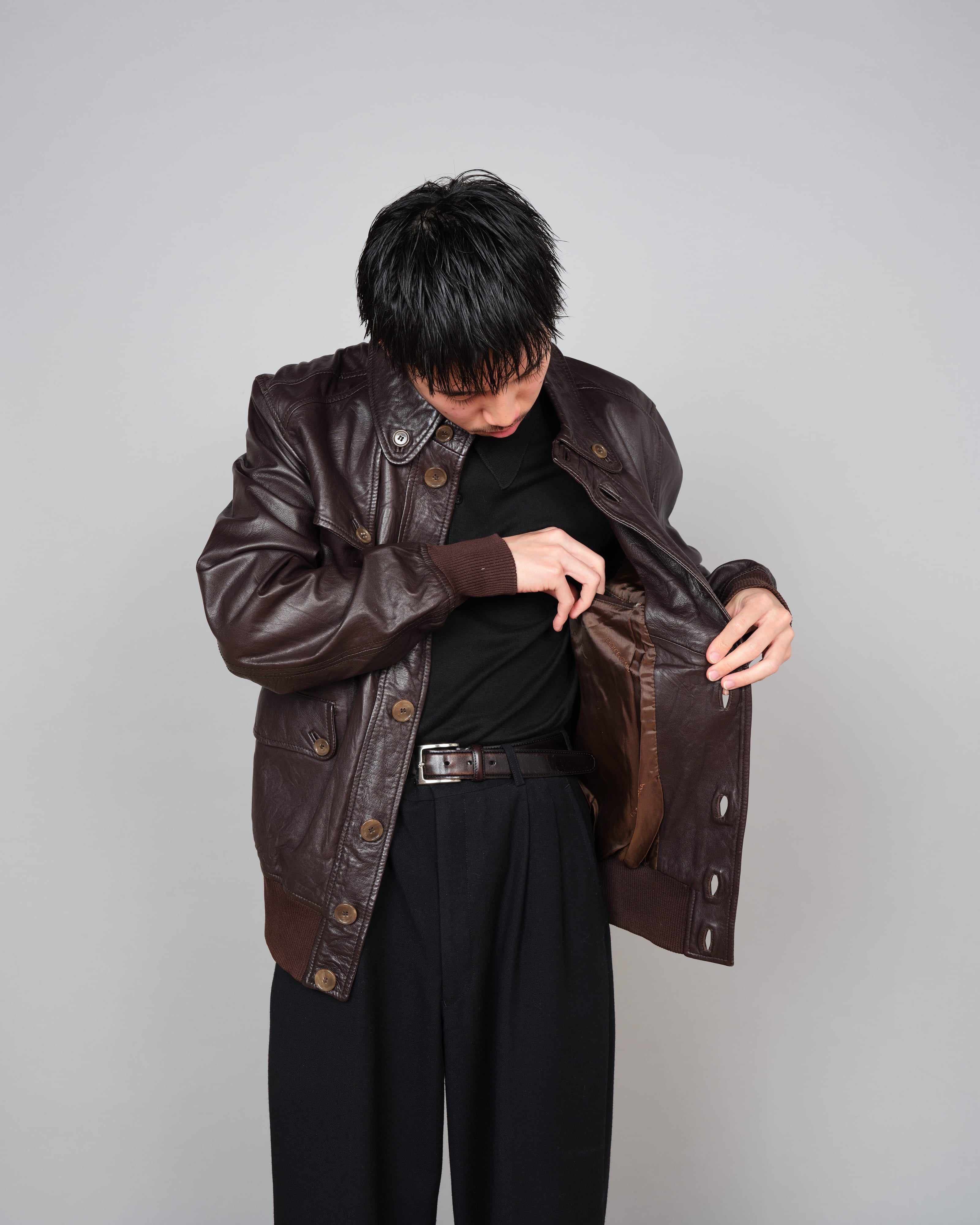 【~00’s】Old DOLCE&GABBANA Lambskin Leather Blouson Size.50