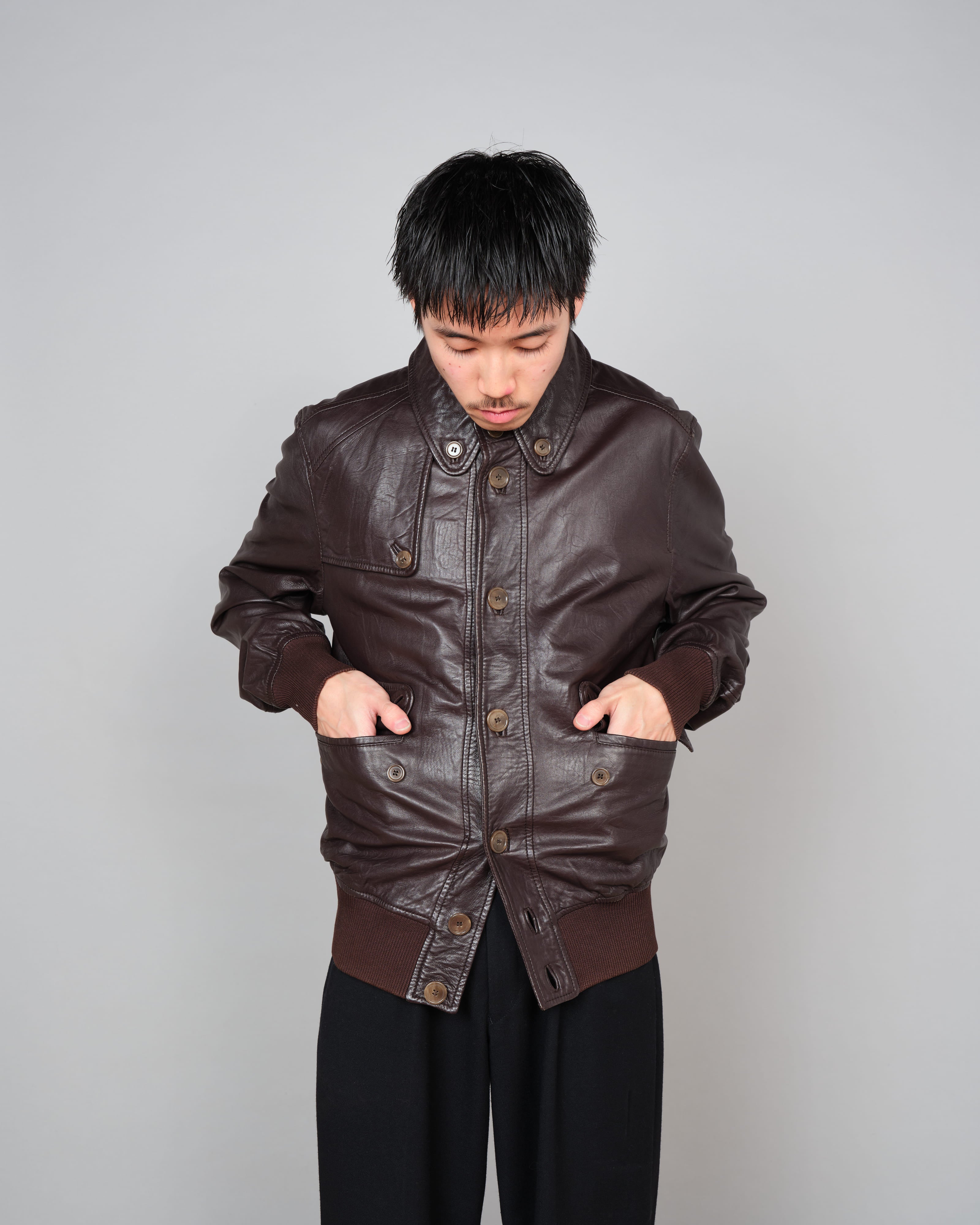 00's】Old DOLCE&GABBANA Lambskin Leather Blouson Size.50