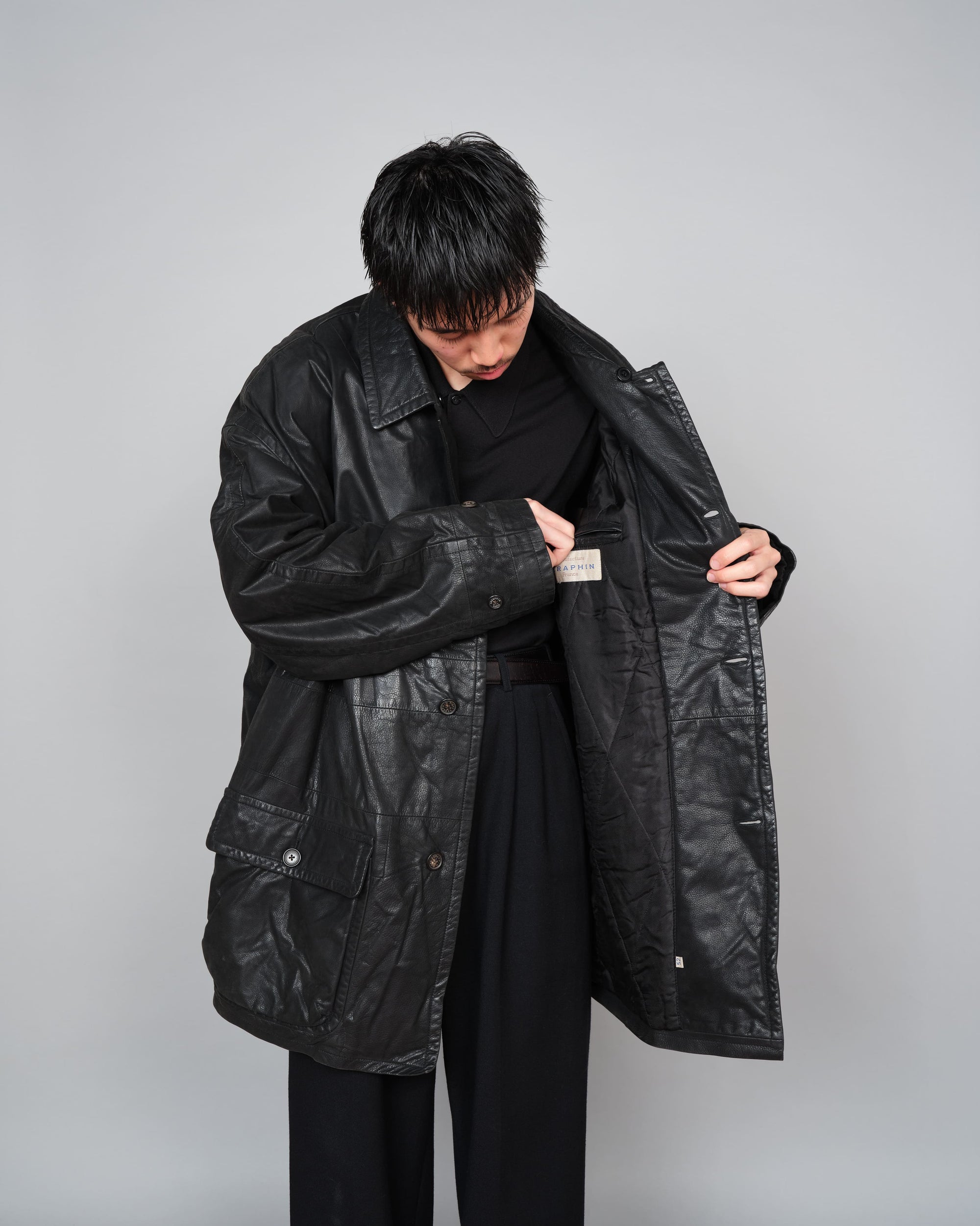 ［~90's］Old SERAPHIN Deerskin Leather Jacket Size.52 "MARIE-LOUISE 別注"