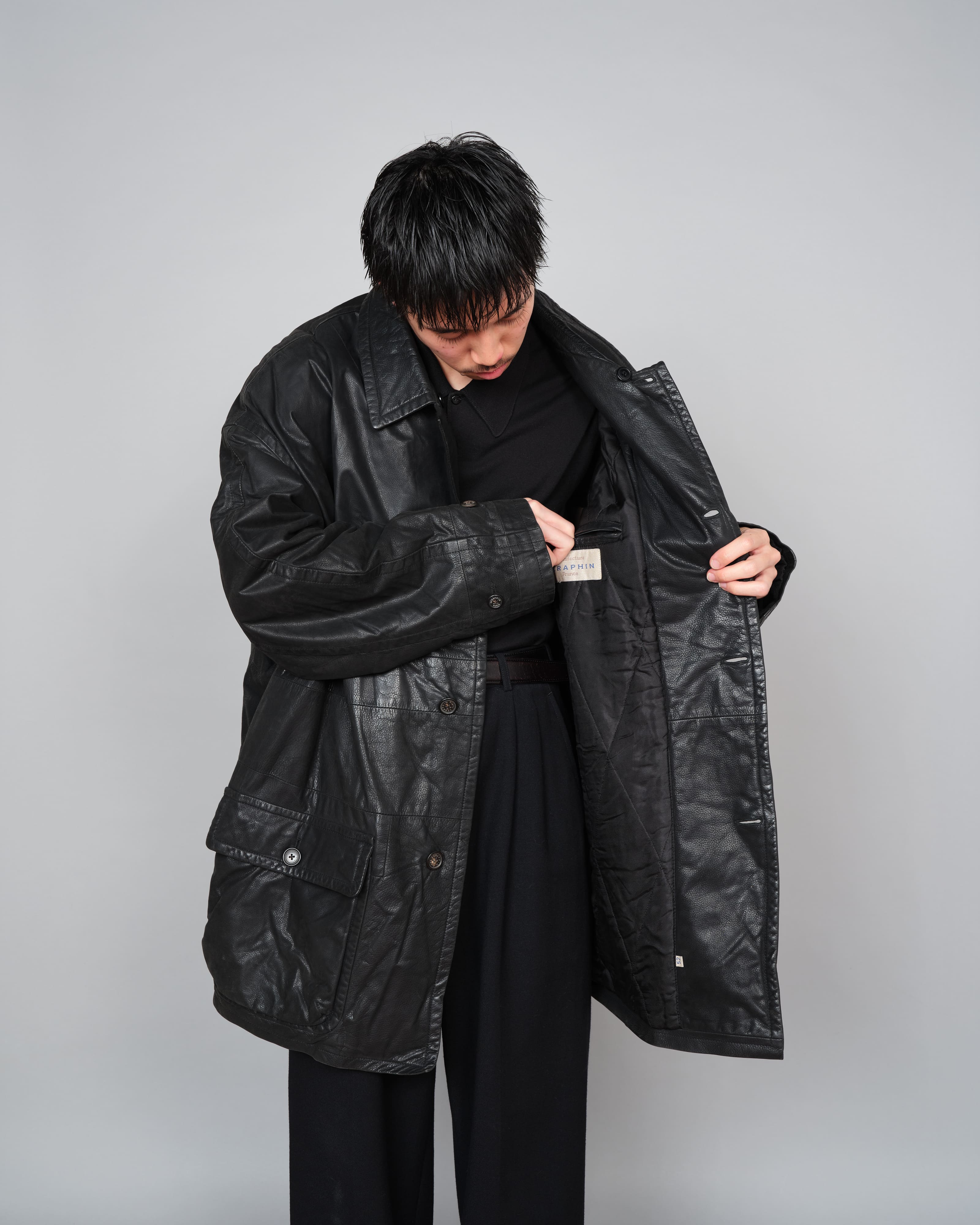 【~90's】Old SERAPHIN Deerskin Leather Jacket Size.52 "MARIE-LOUISE 別注"