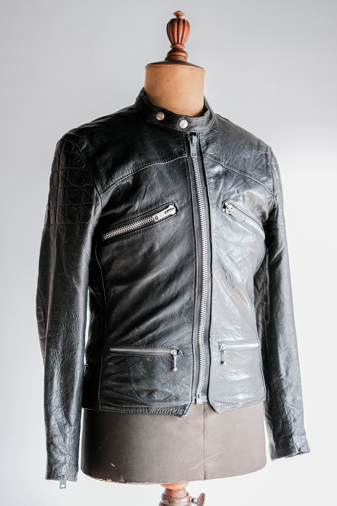 【~60's】French Vintage Leather Riders Jacket Size.42 "Jacques Icek"