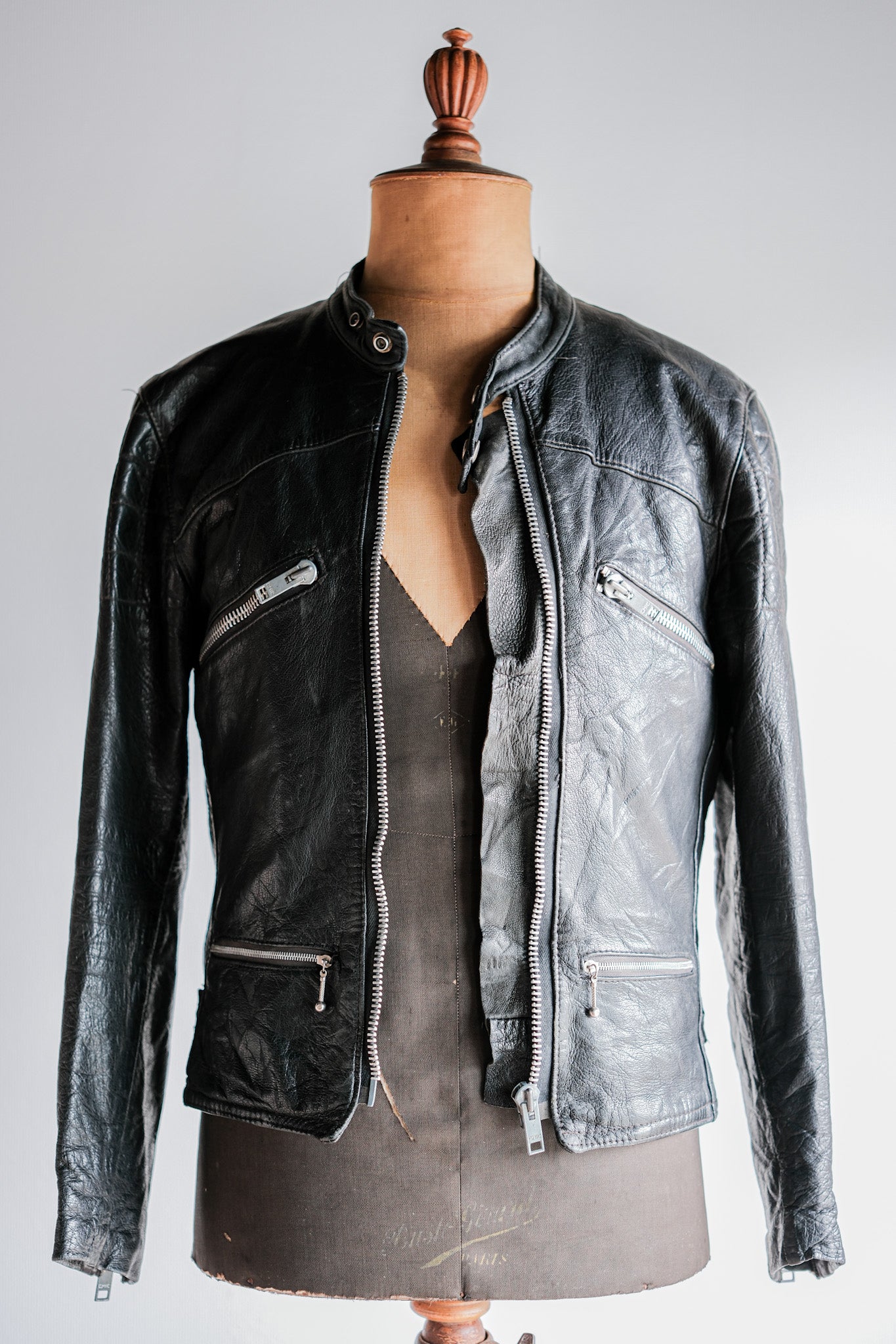 [~ 60's] French Vintage Leather Riders Taille de la veste.42 "Jacques Icek"