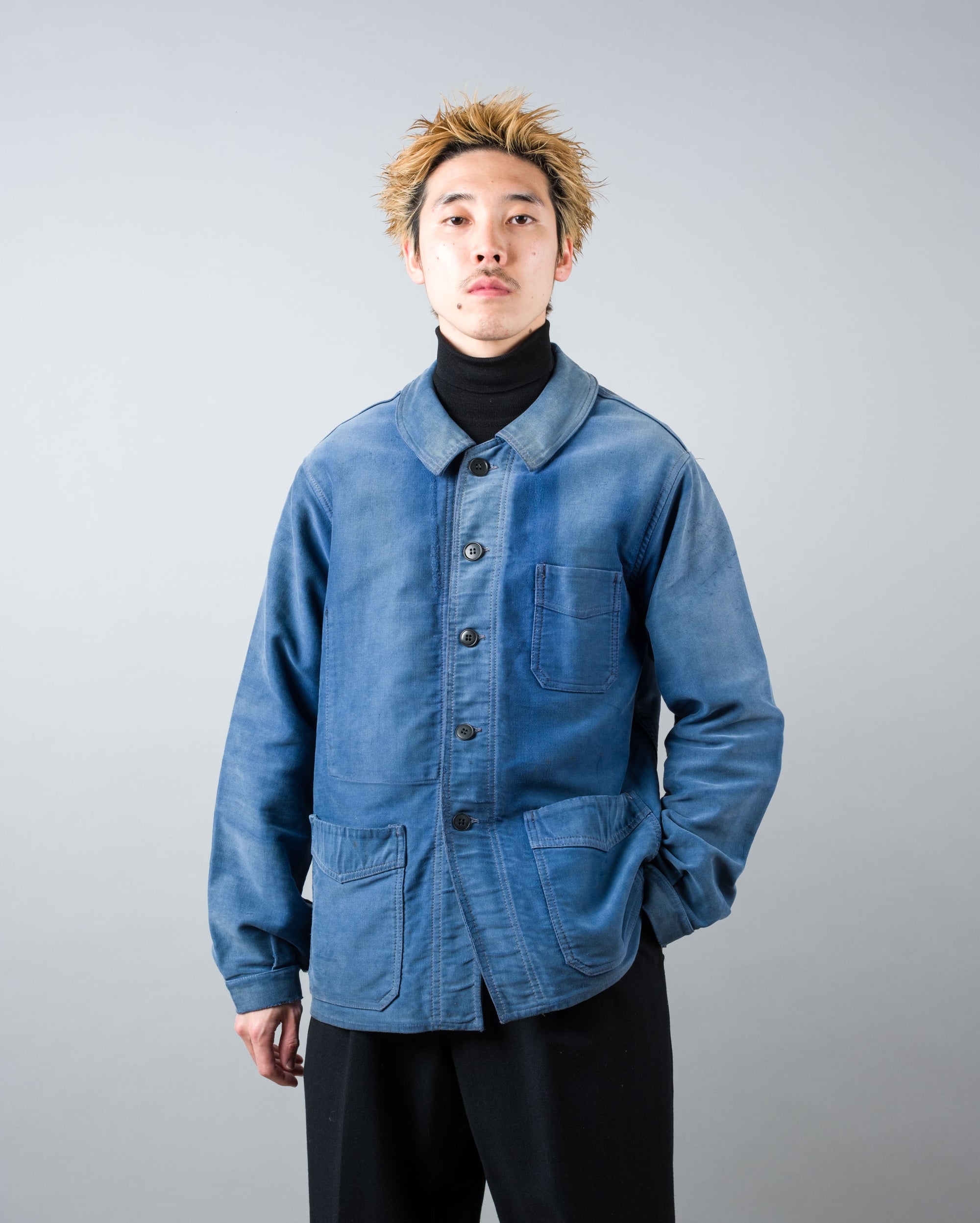 ［~50’s］French Vintage Blue Moleskin Work Jacket "Le Mont St Michel"