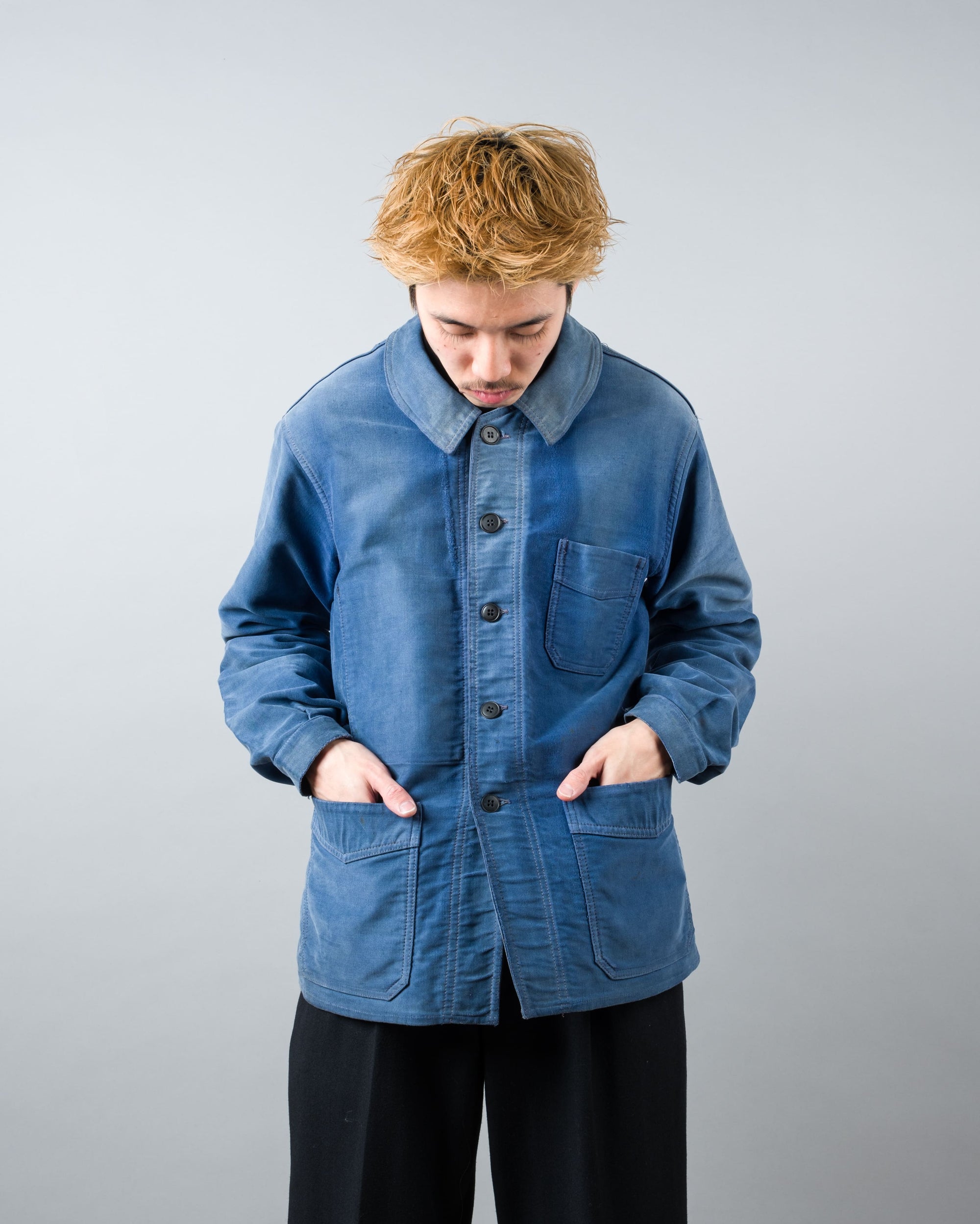 ［~50’s］French Vintage Blue Moleskin Work Jacket "Le Mont St Michel"