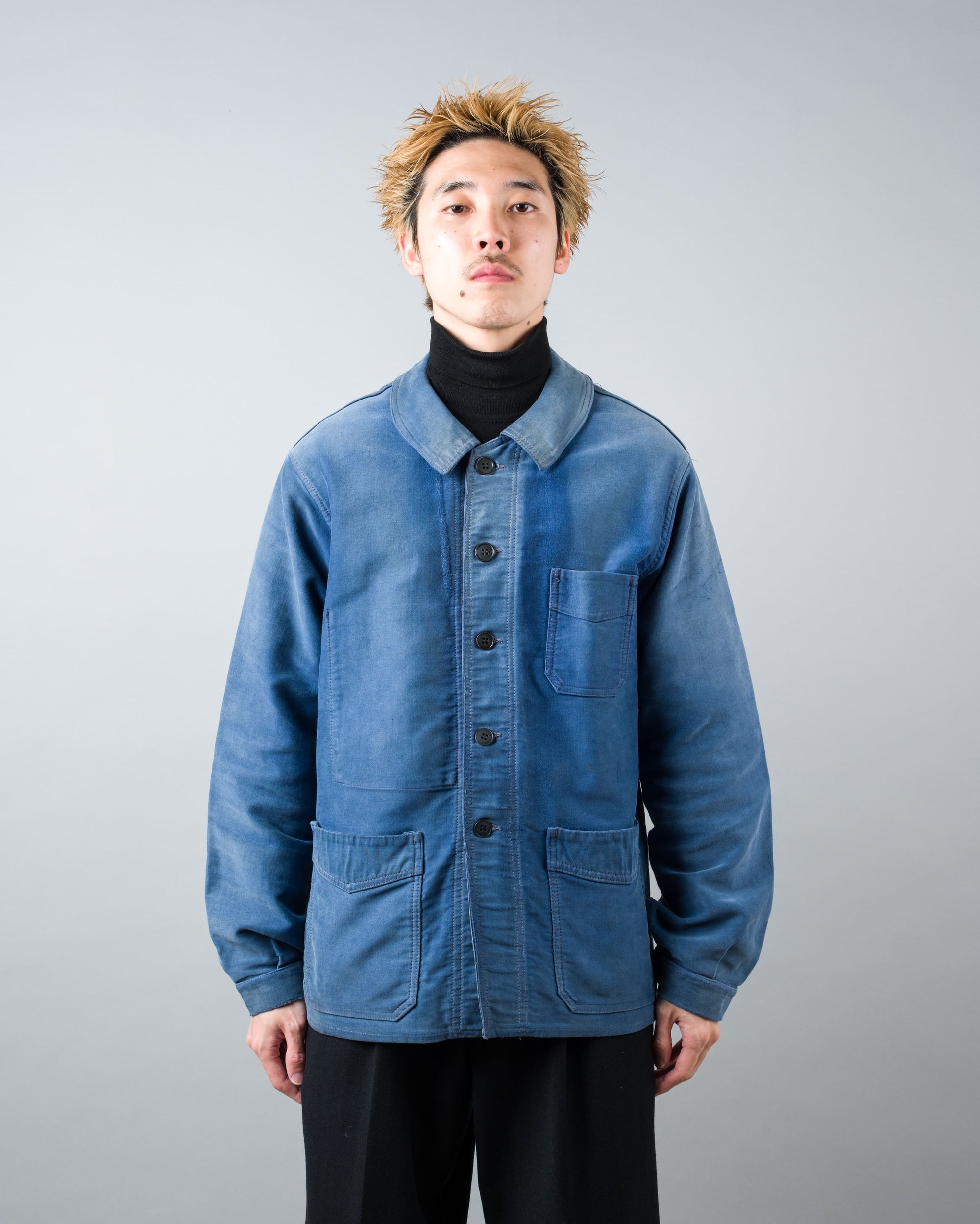 ［~50’s］French Vintage Blue Moleskin Work Jacket "Le Mont St Michel"